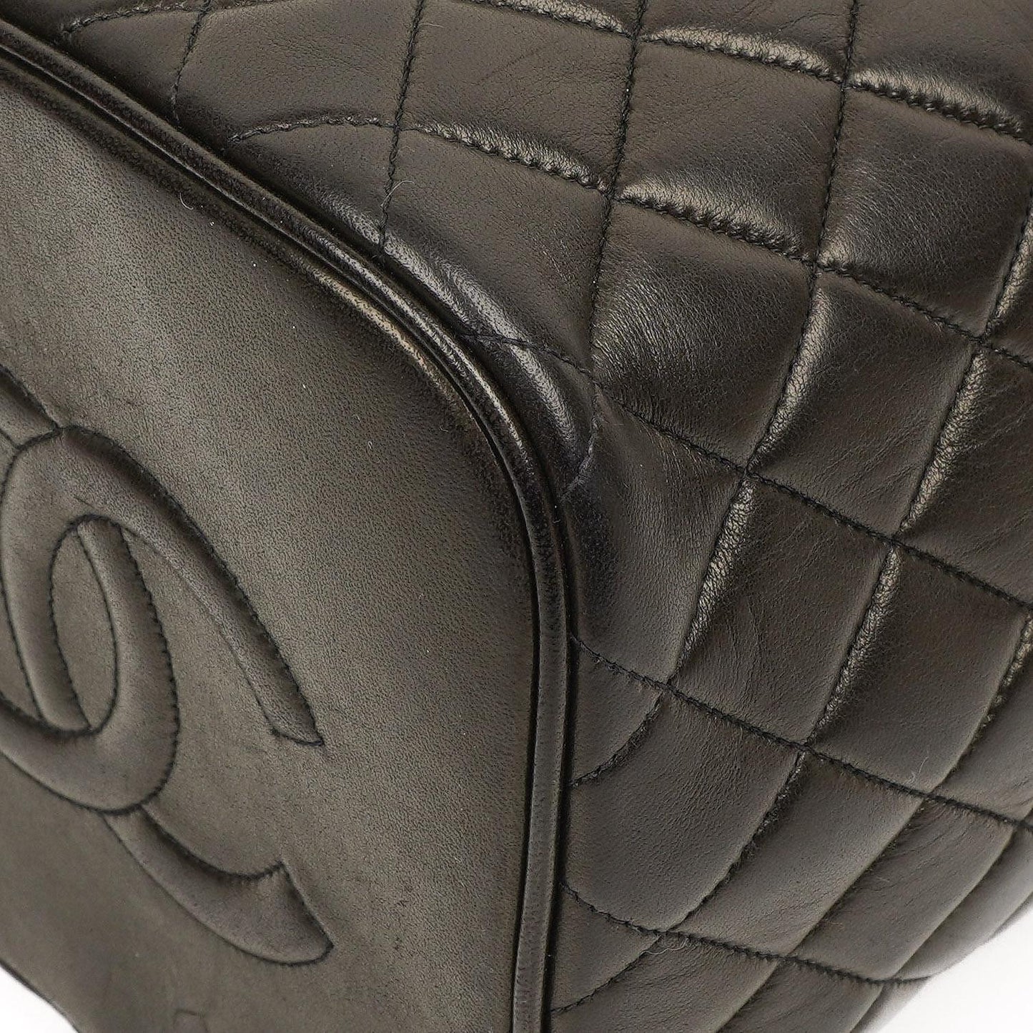 Chanel Dark Brown Quilted Leather Vanity Case