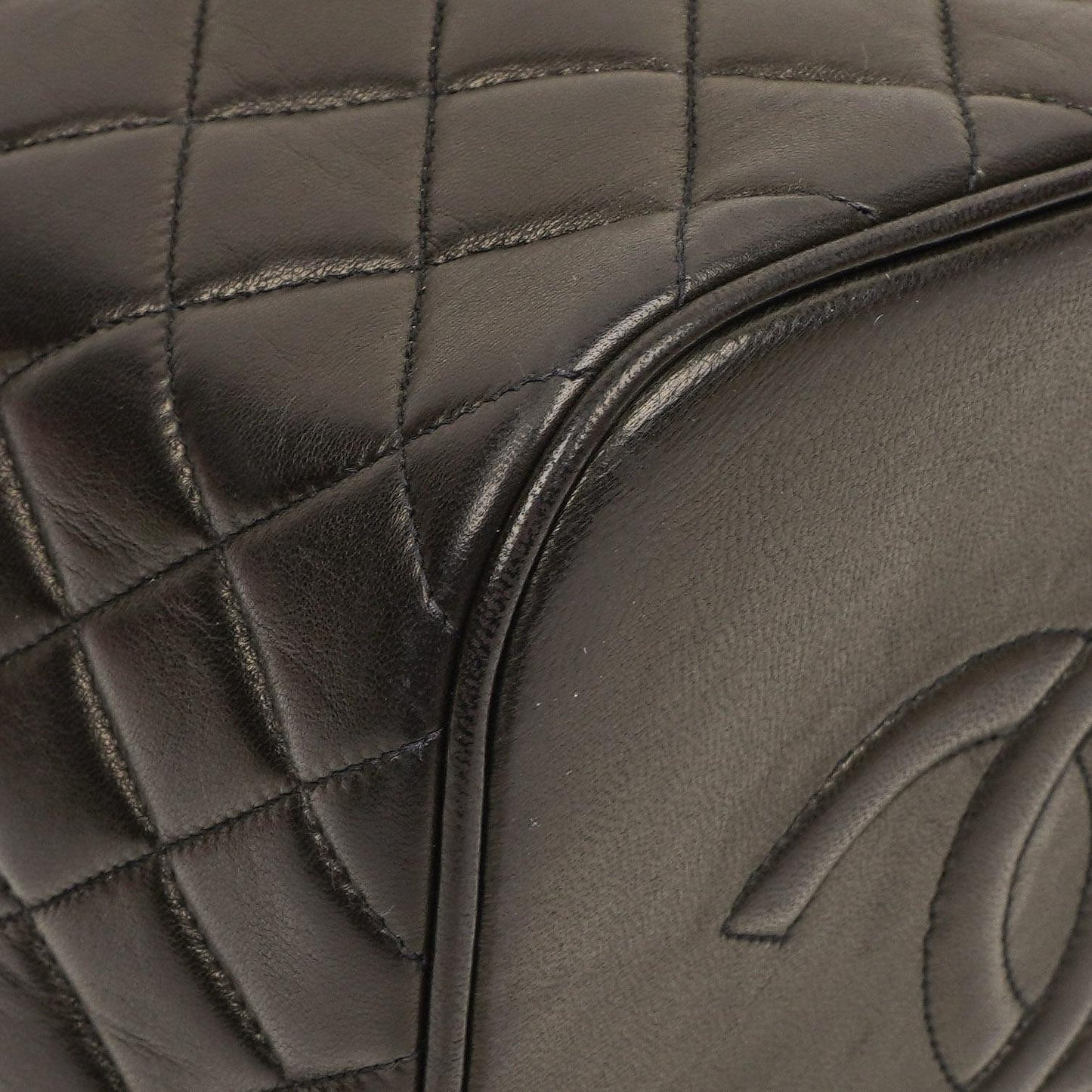 Chanel Dark Brown Quilted Leather Vanity Case