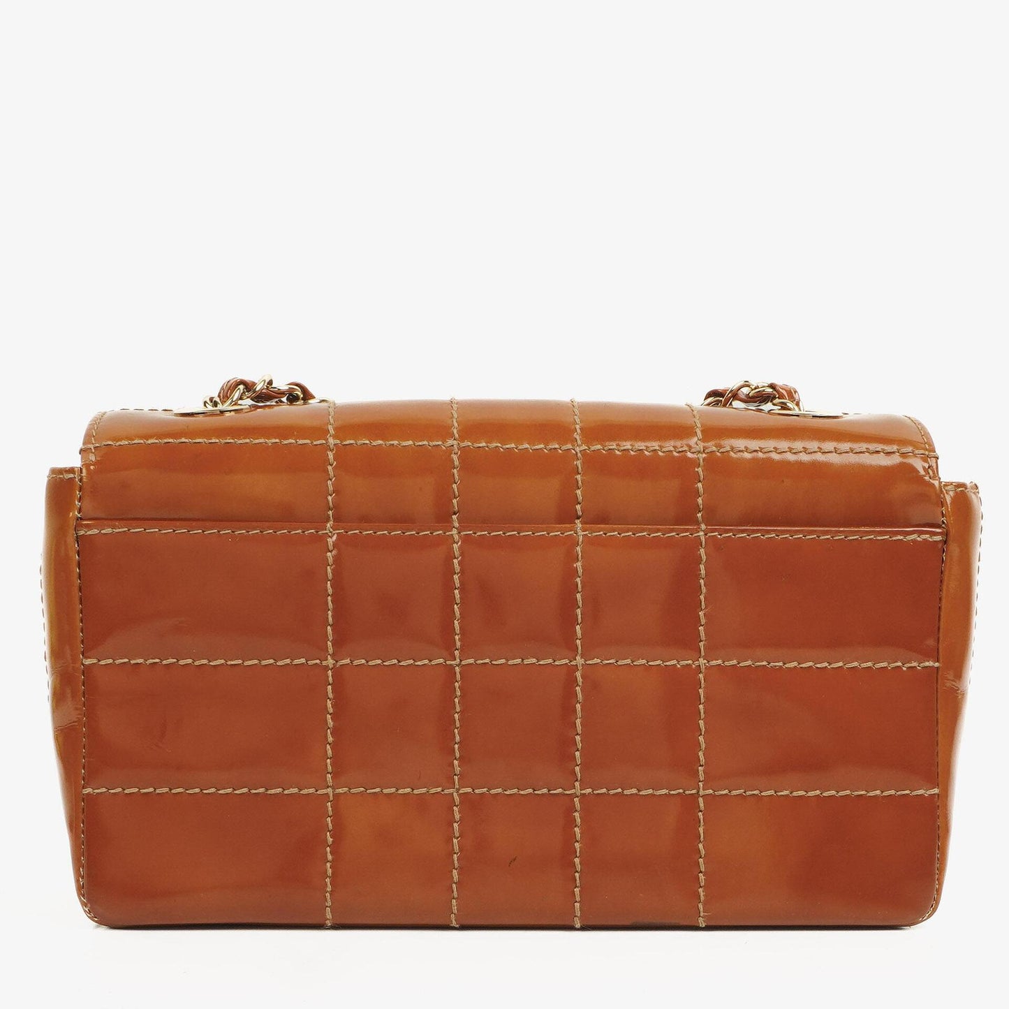 Chanel Quilted Patent Leather Chocolate Bar Flap Bag