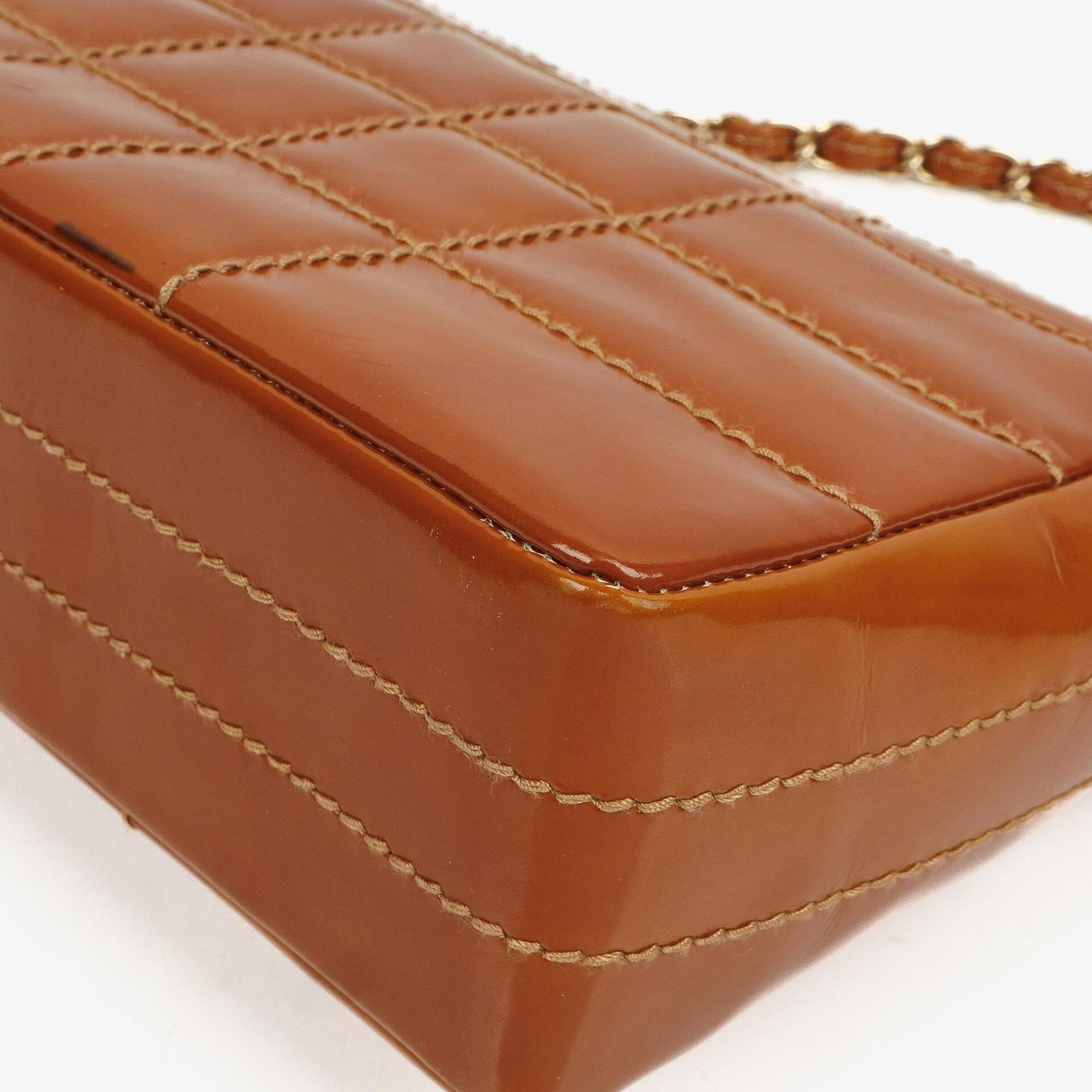 Chanel Quilted Patent Leather Chocolate Bar Flap Bag
