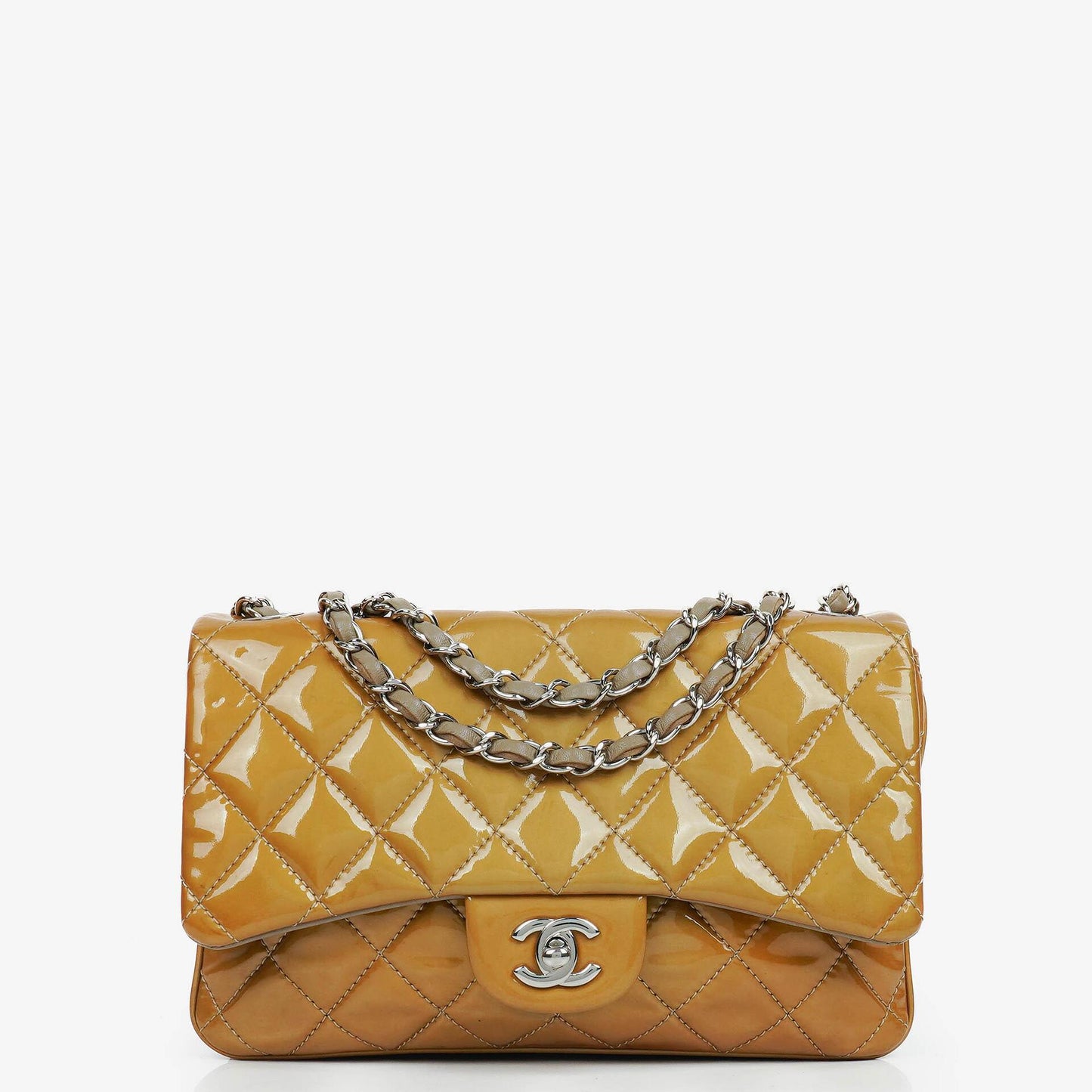 Chanel Quilted Patent Leather Flap Bag With Silver-Tone Hardware