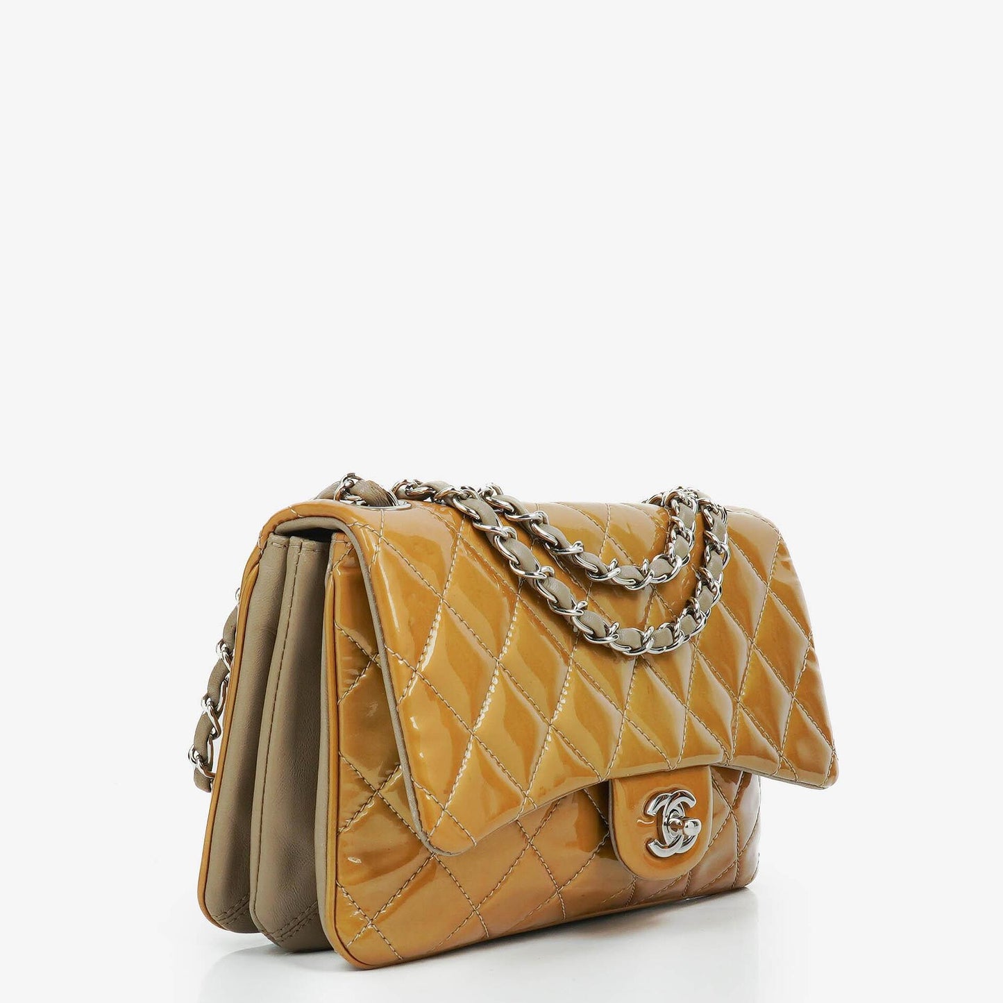 Chanel Quilted Patent Leather Flap Bag With Silver-Tone Hardware