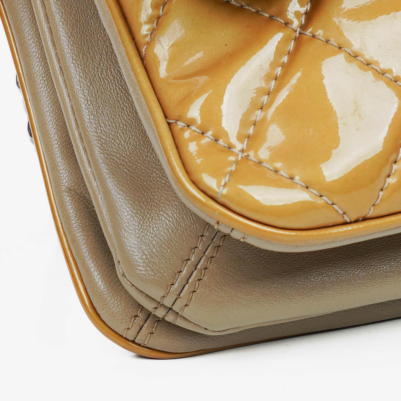 Chanel Quilted Patent Leather Flap Bag With Silver-Tone Hardware