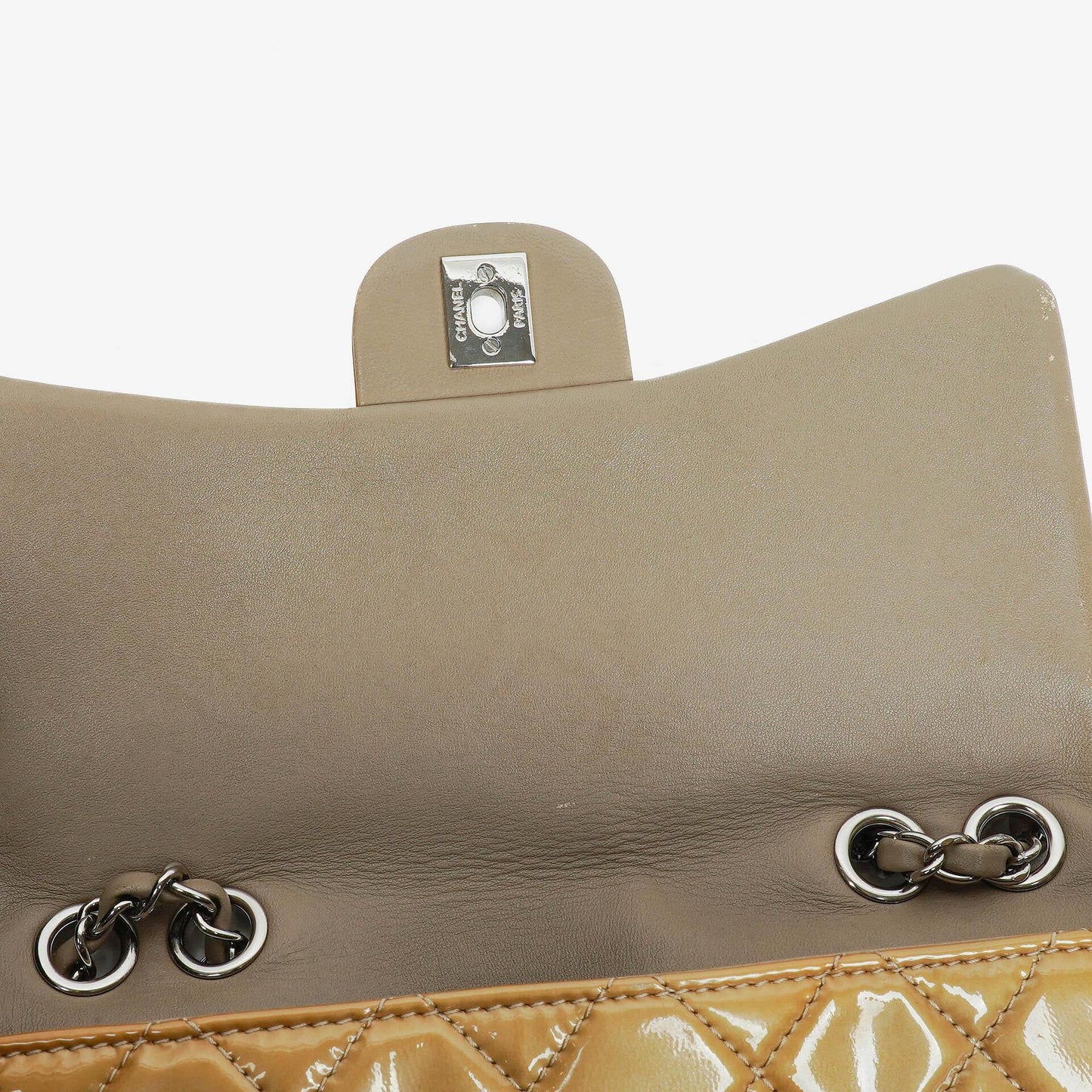 Chanel Quilted Patent Leather Flap Bag With Silver-Tone Hardware