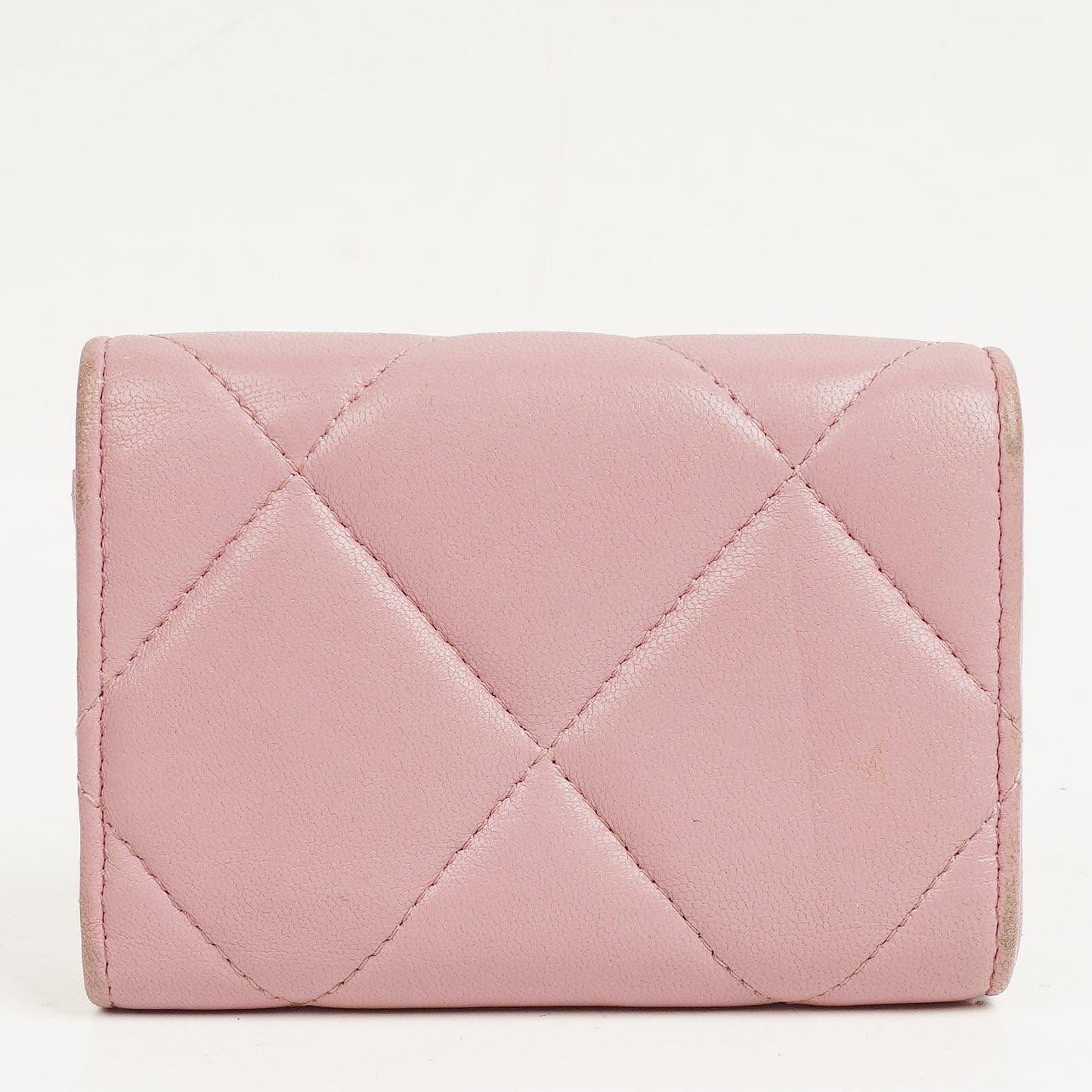 Chanel Quilted Pink Chanel 19 Small Flap Wallet