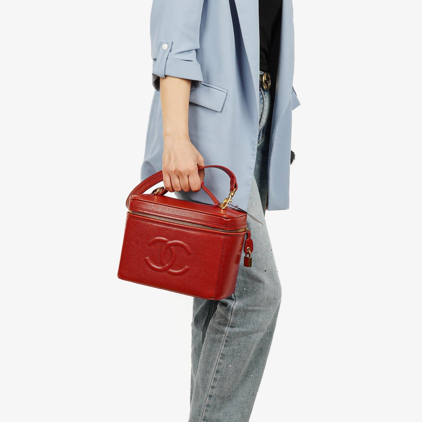 Chanel Red Caviar Leather Vanity Case