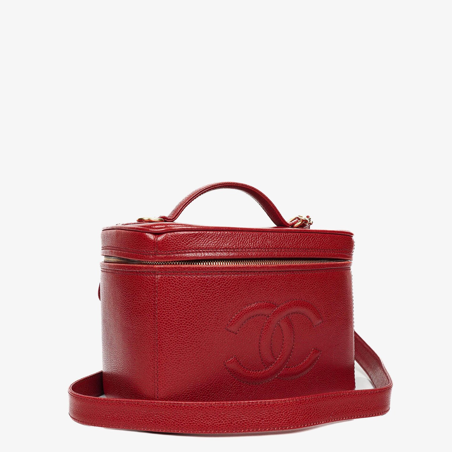 Chanel Red Caviar Leather Vanity Case