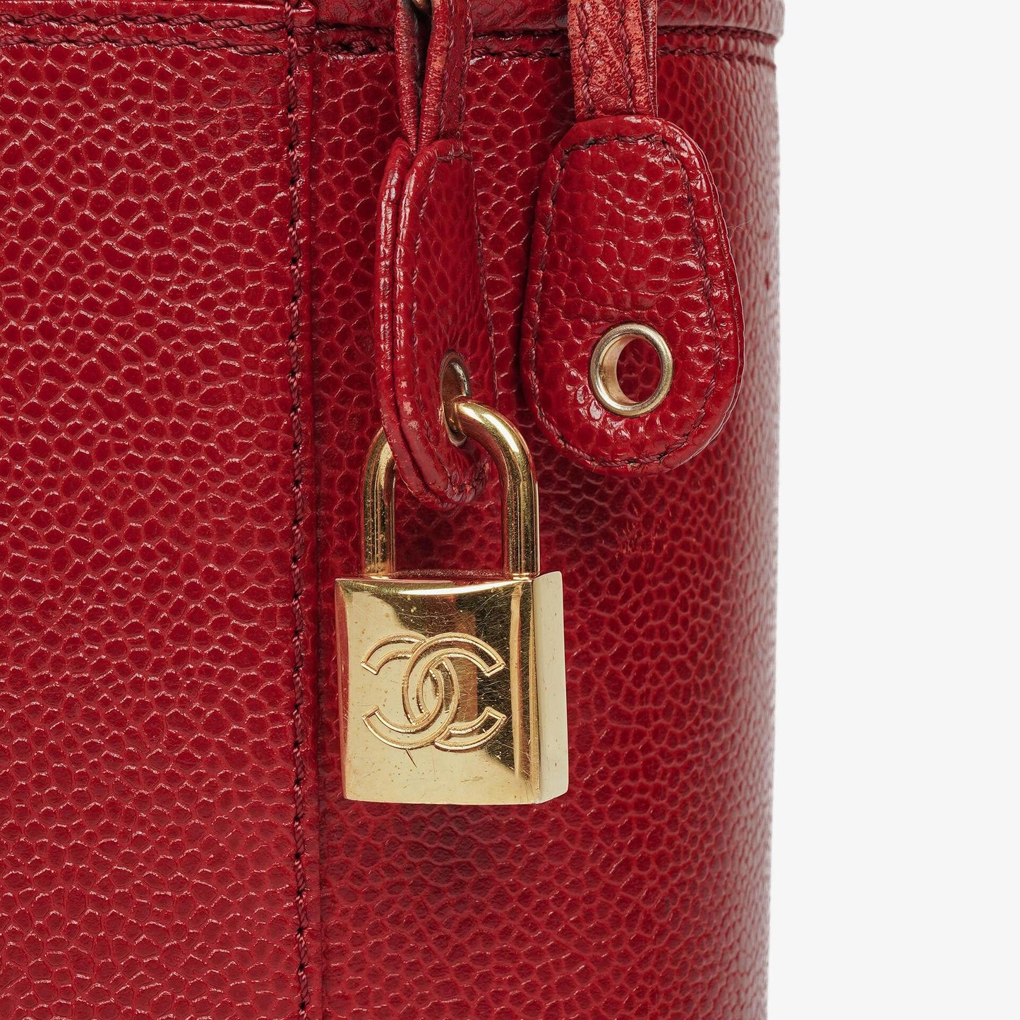 Chanel Red Caviar Leather Vanity Case
