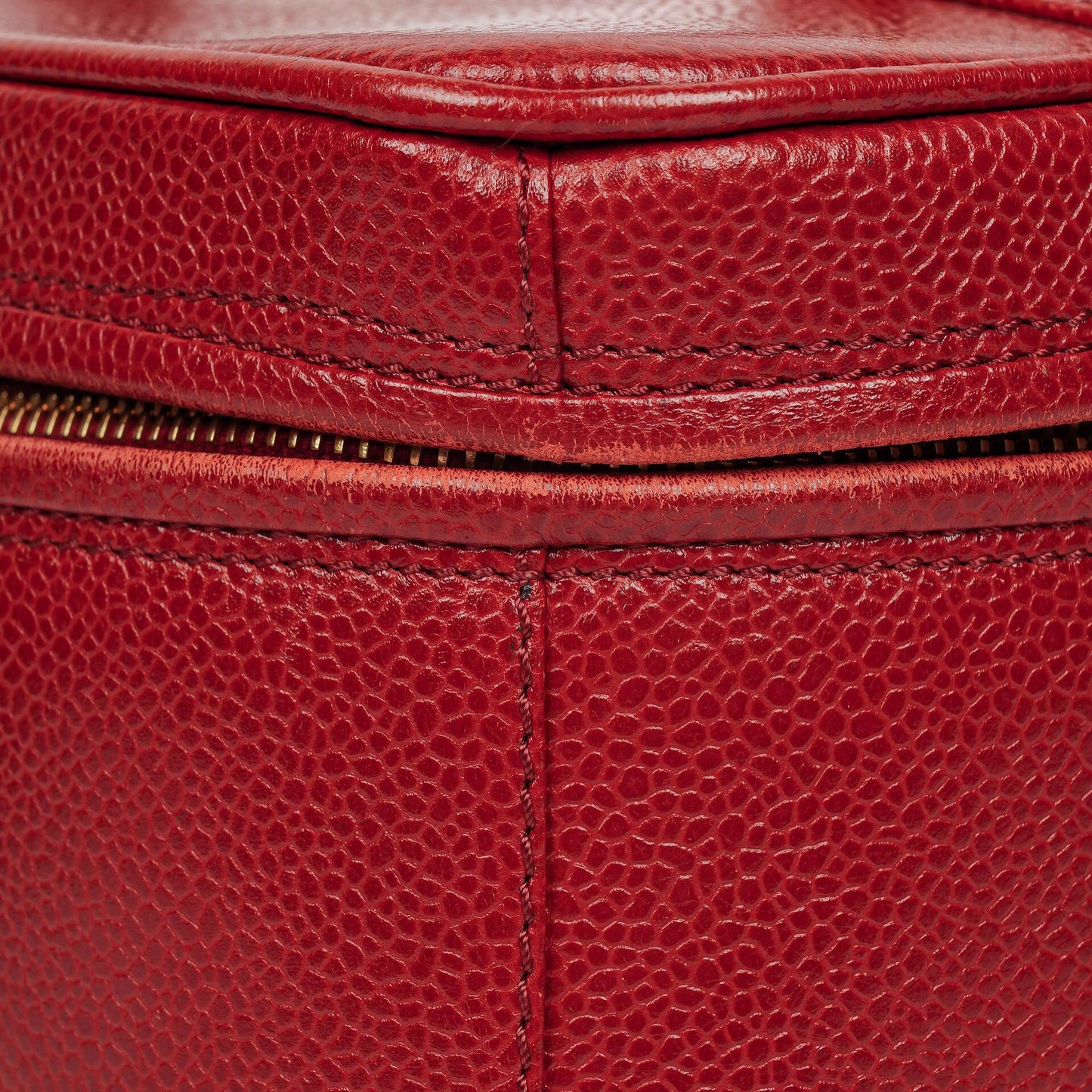 Chanel Red Caviar Leather Vanity Case