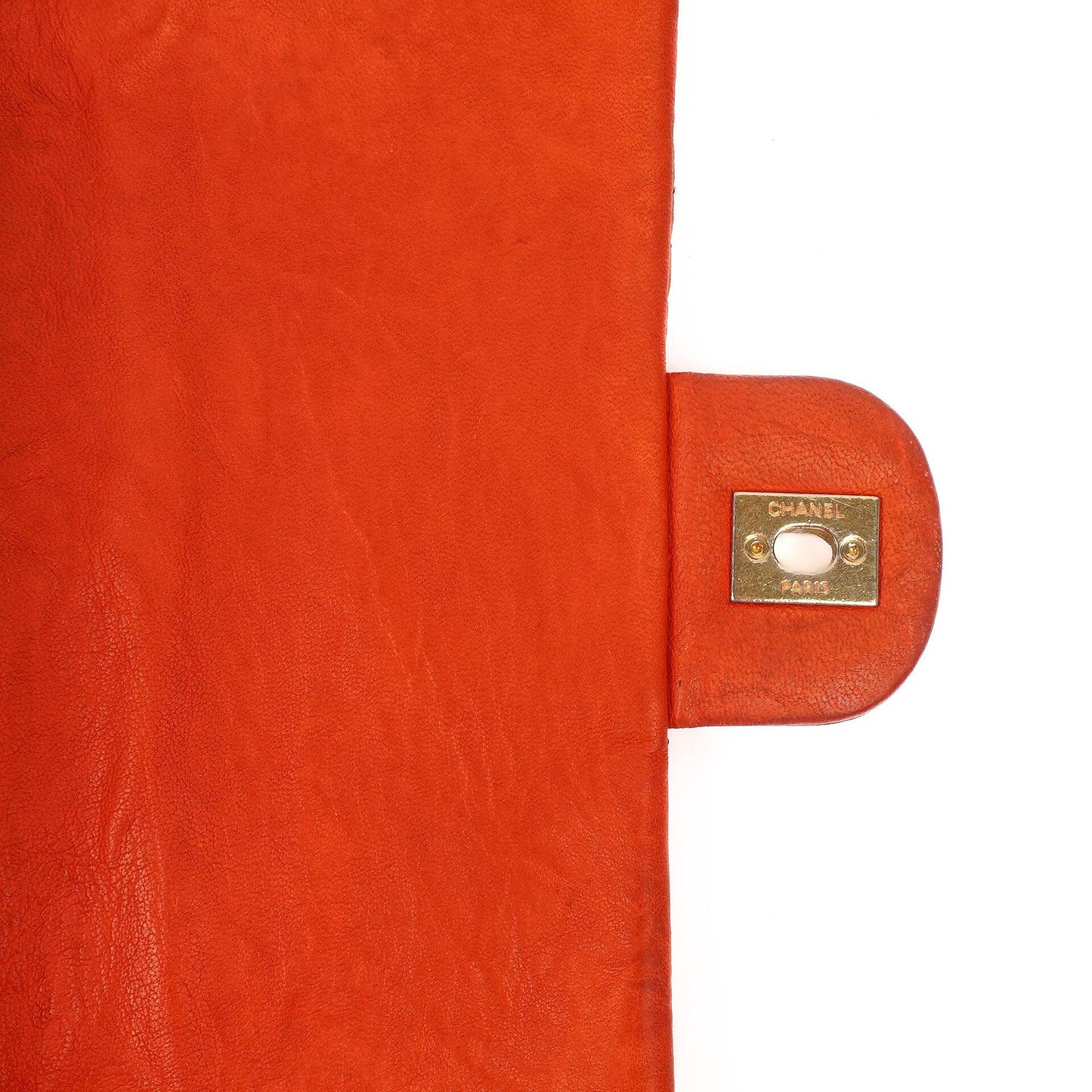Chanel Red Chevron Quilted Distressed Calfskin Medium Classic Single Medallion Flap Gold Hardware