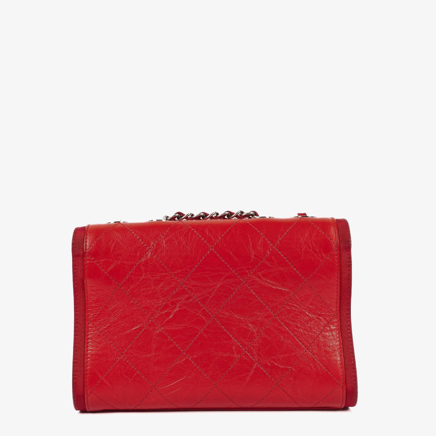 Chanel Red Crumpled Calfskin Flap Bag