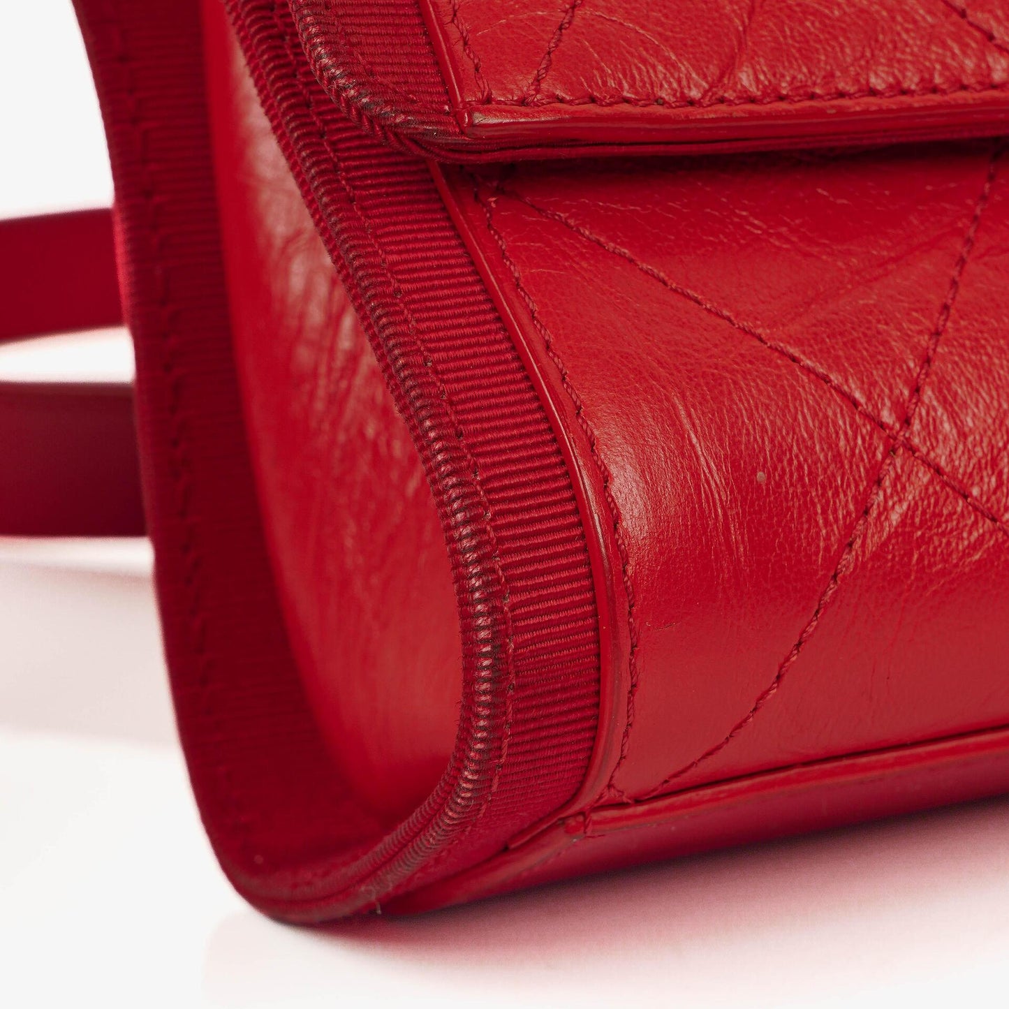 Chanel Red Crumpled Calfskin Flap Bag