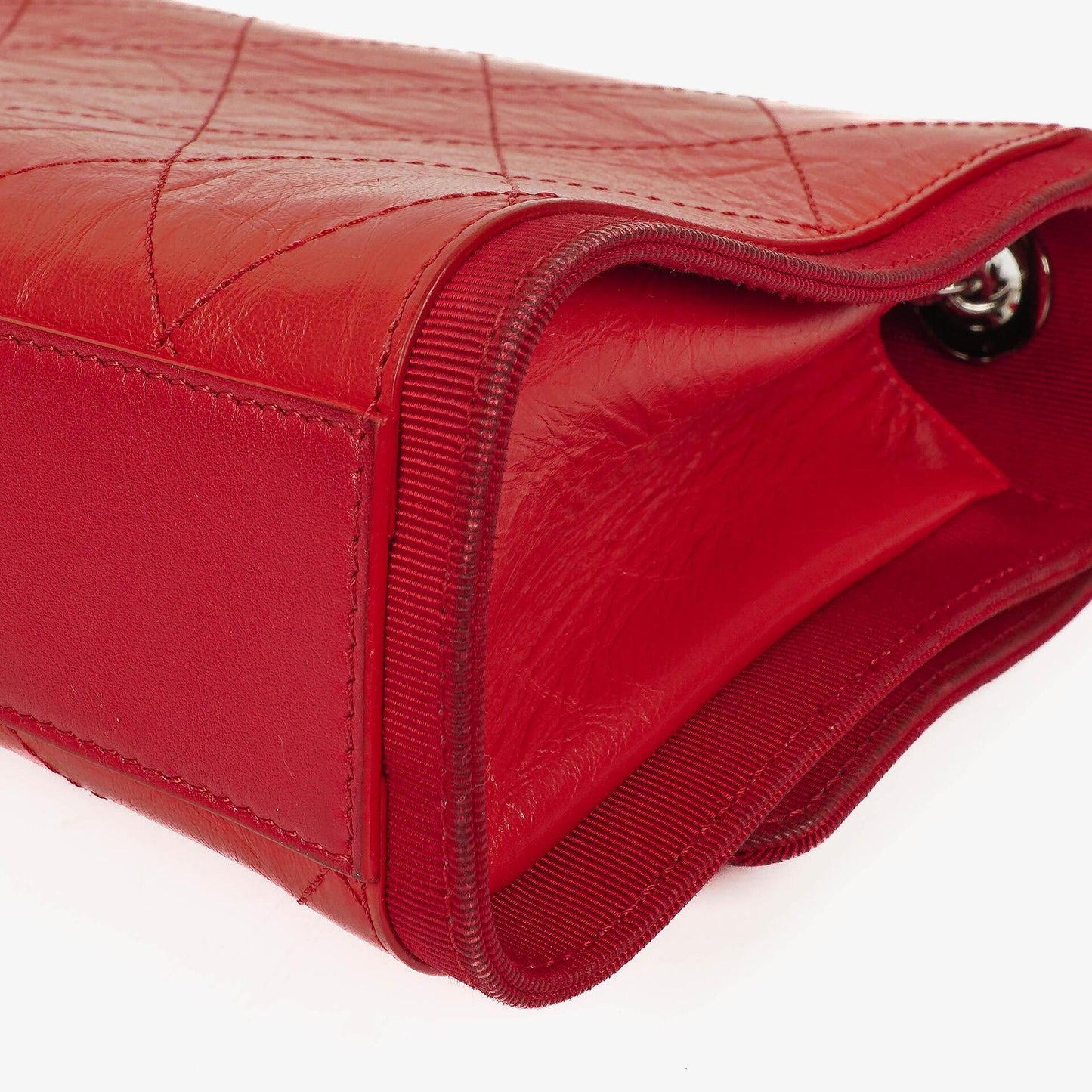 Chanel Red Crumpled Calfskin Flap Bag