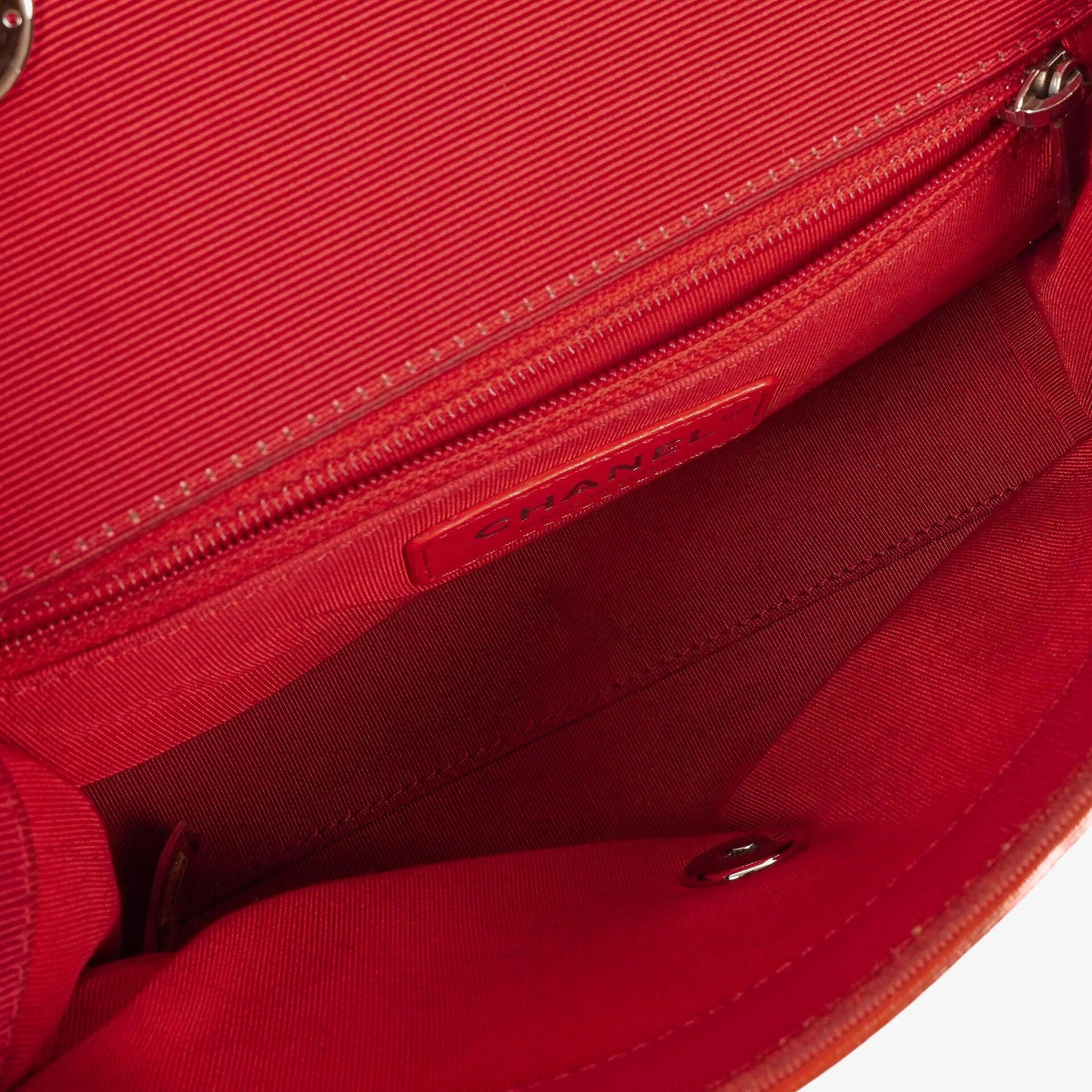 Chanel Red Crumpled Calfskin Flap Bag