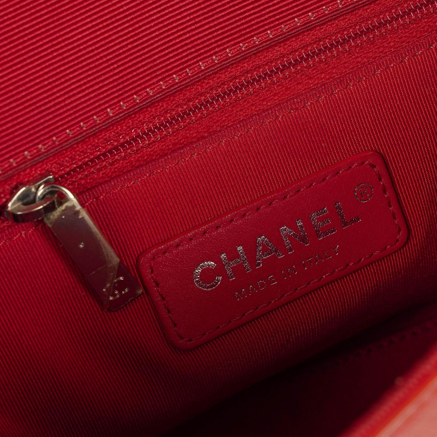 Chanel Red Crumpled Calfskin Flap Bag