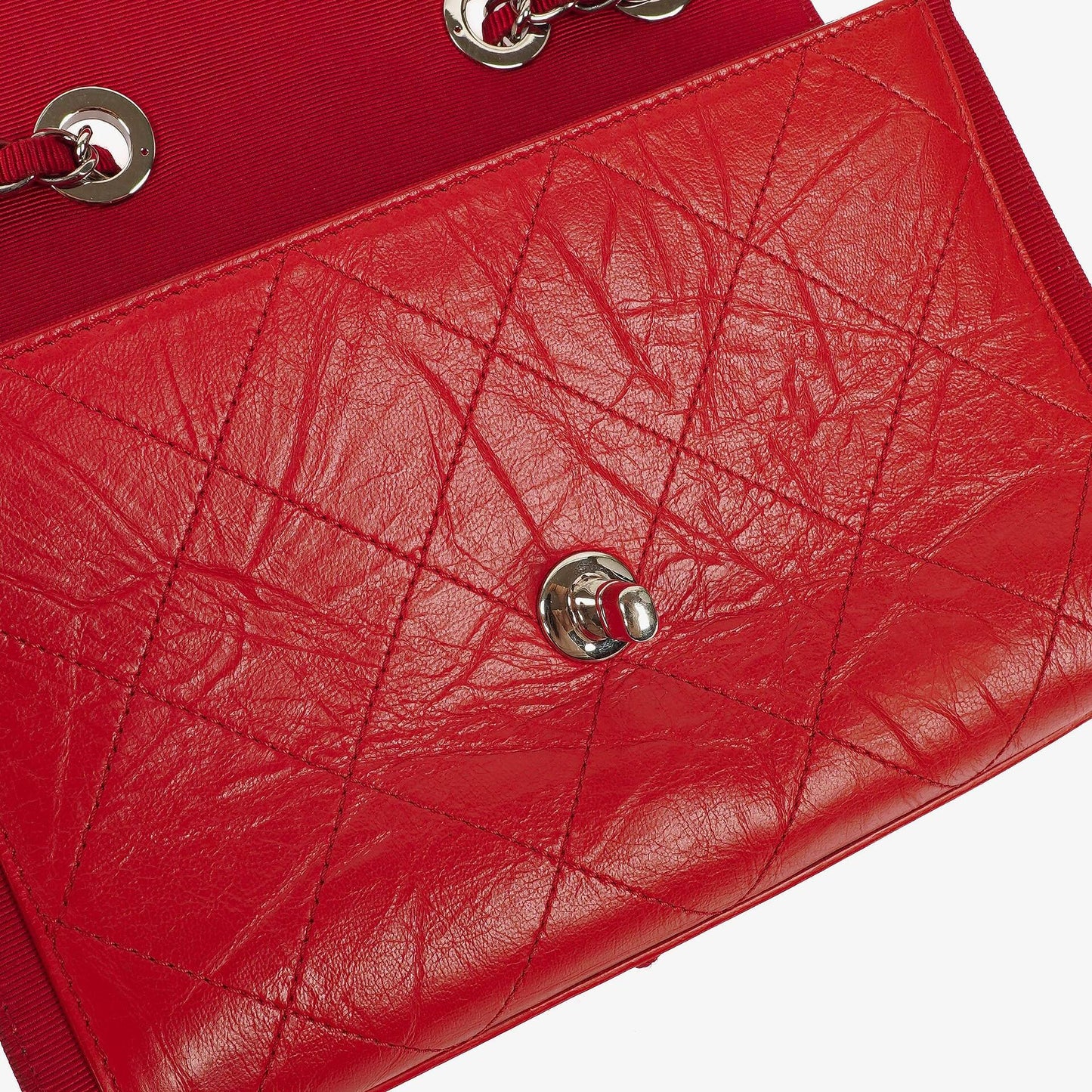 Chanel Red Crumpled Calfskin Flap Bag