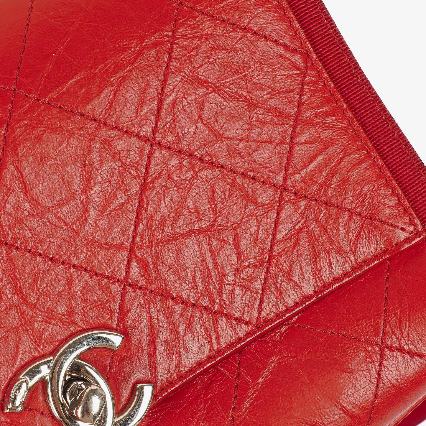 Chanel Red Crumpled Calfskin Flap Bag