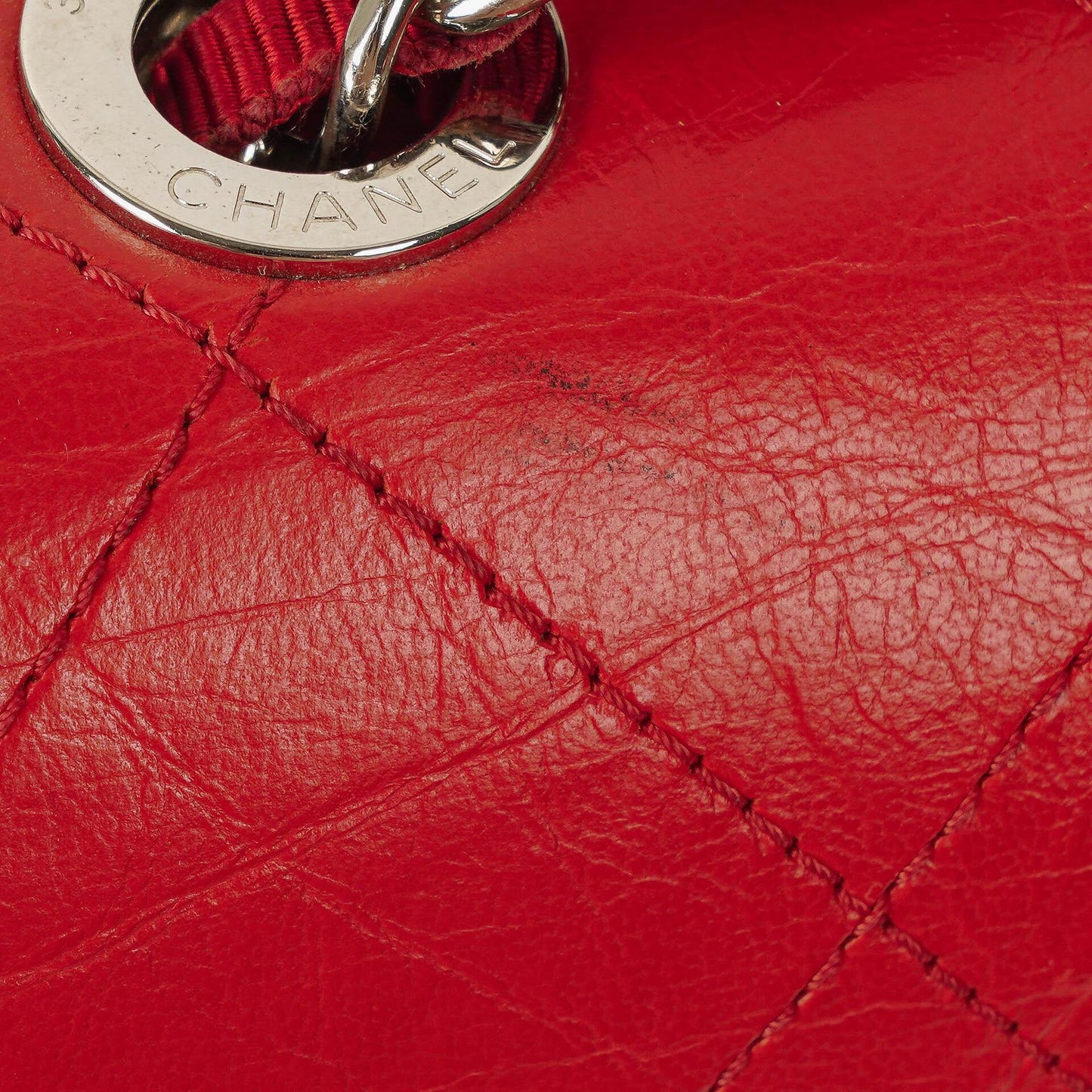 Chanel Red Crumpled Calfskin Flap Bag