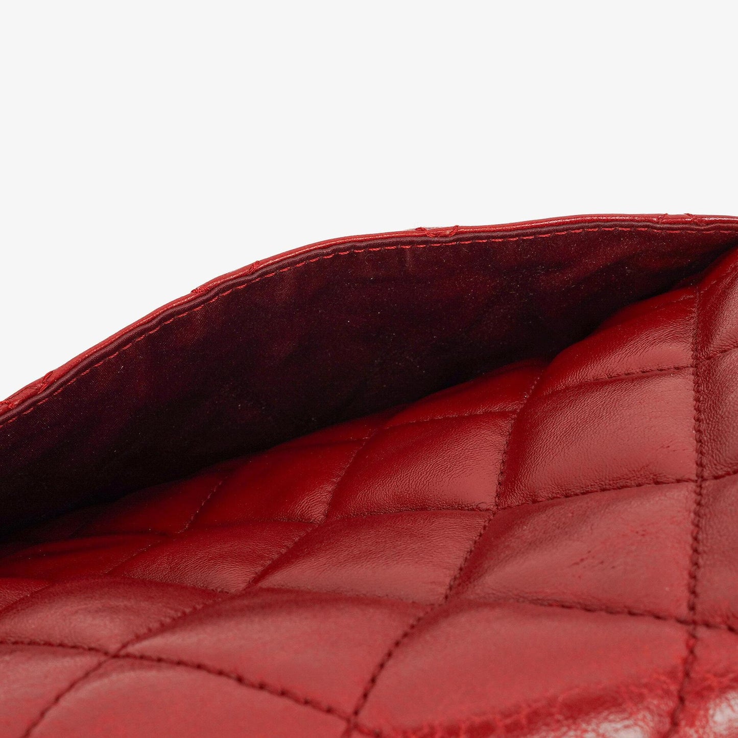 Chanel Red Maxi Lambskin 3 Accordion Flap Bag.
