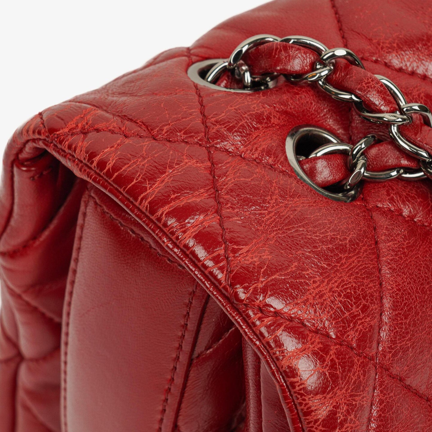 Chanel Red Maxi Lambskin 3 Accordion Flap Bag.
