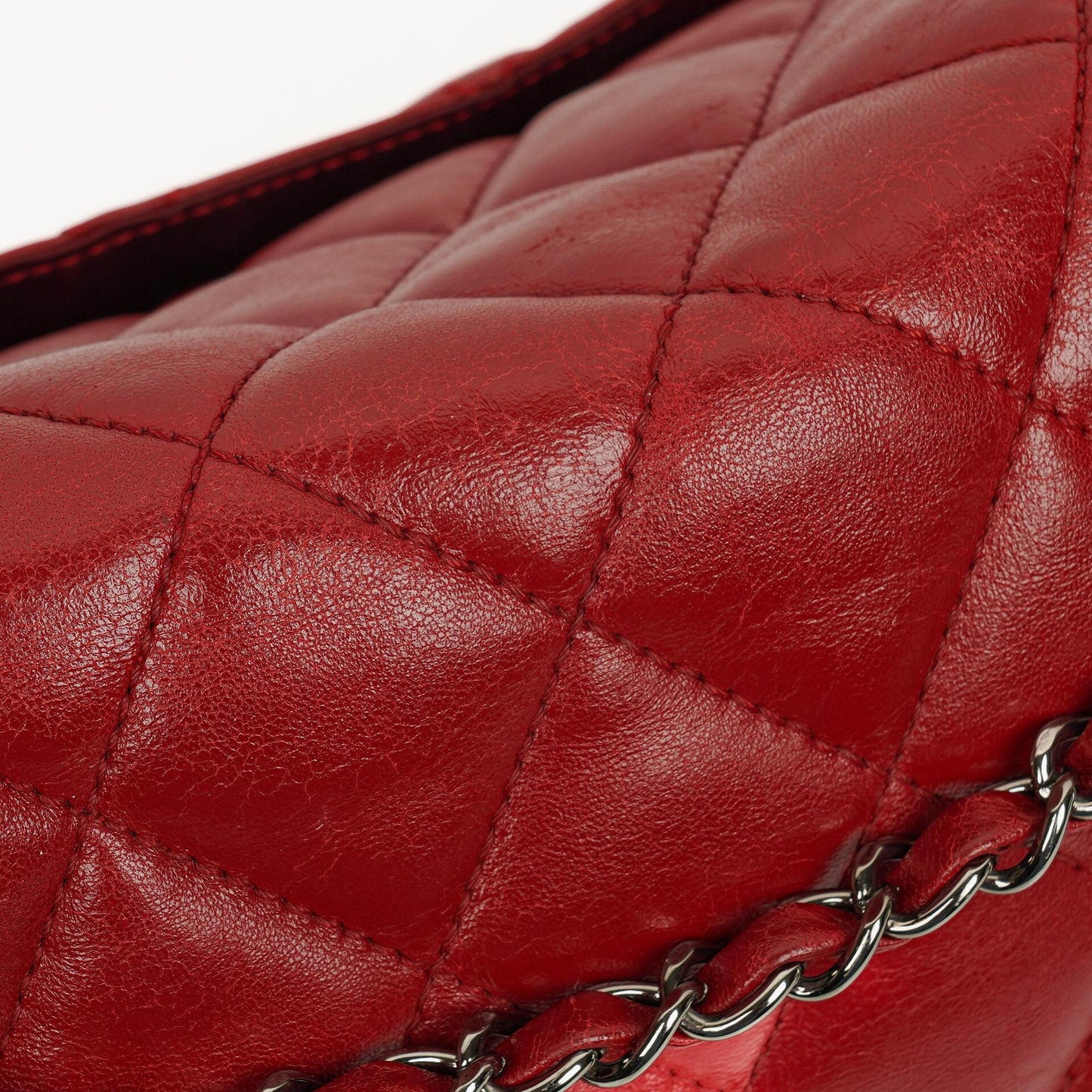 Chanel Red Maxi Lambskin 3 Accordion Flap Bag.