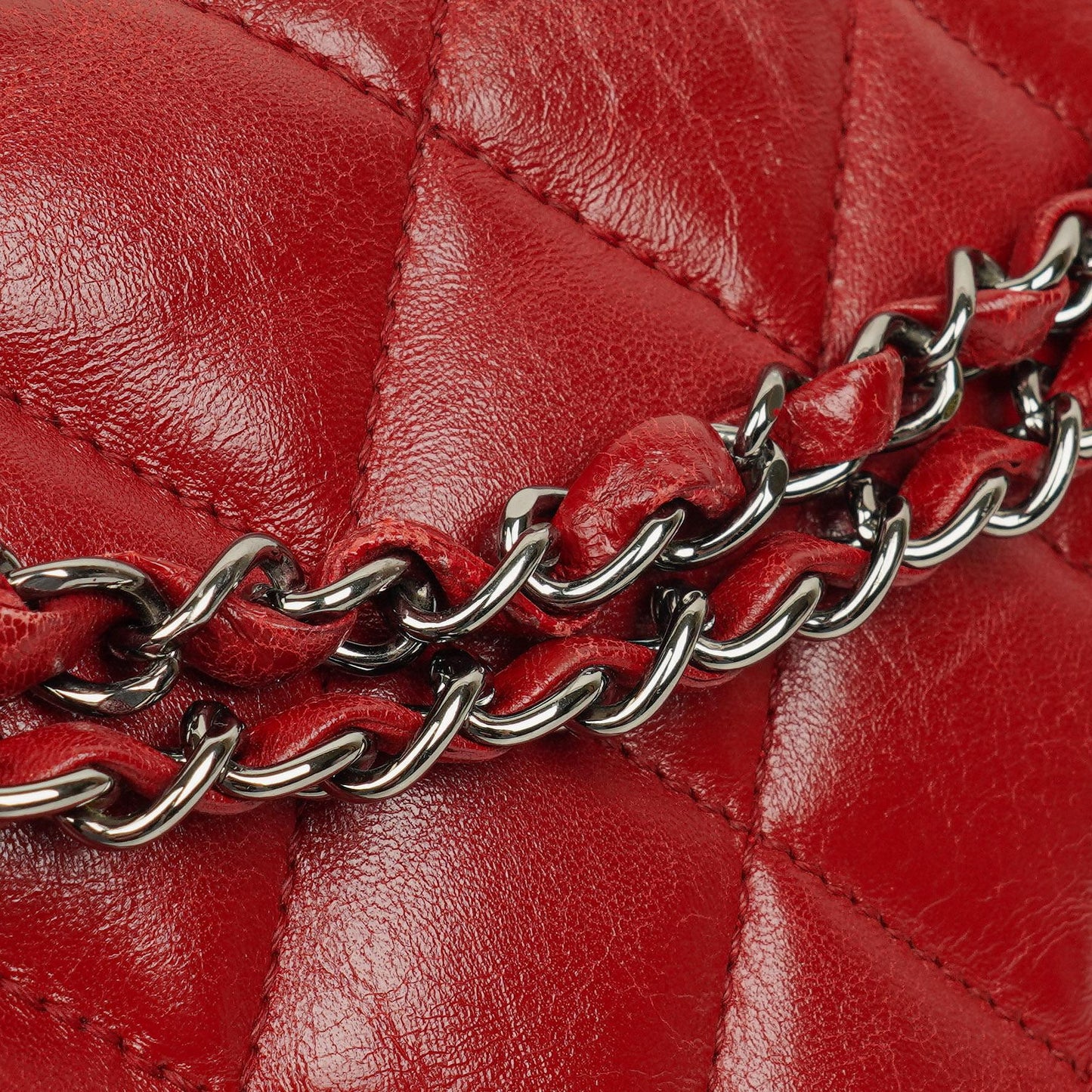 Chanel Red Maxi Lambskin 3 Accordion Flap Bag.