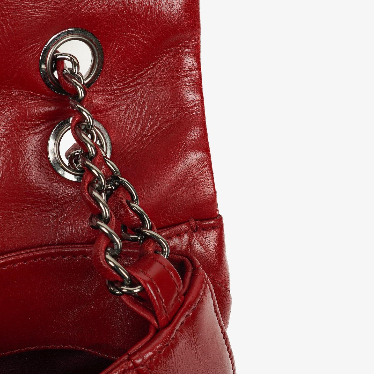 Chanel Red Maxi Lambskin 3 Accordion Flap Bag.