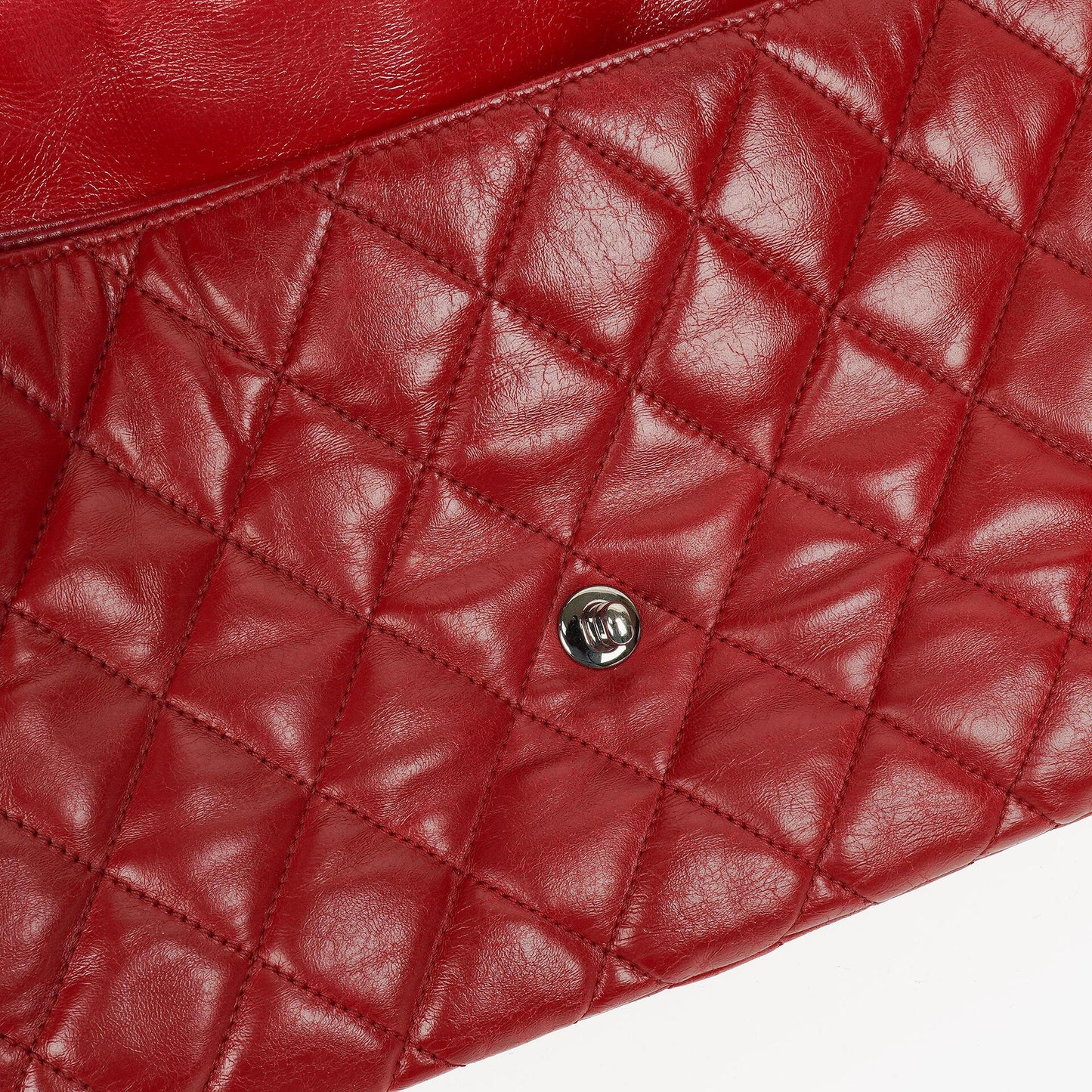 Chanel Red Maxi Lambskin 3 Accordion Flap Bag.