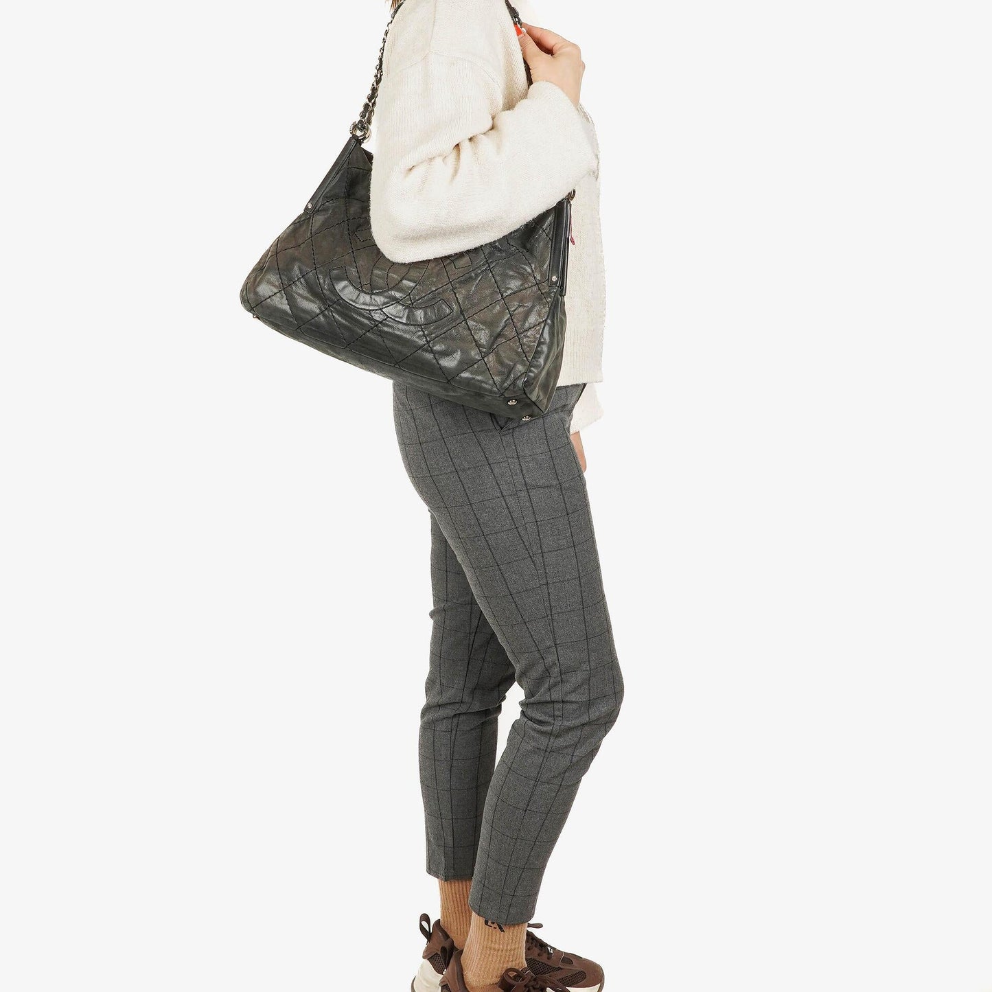 Chanel Sea Hit Medium Black Quilted Iridescent Calfskin Shoulder Bag