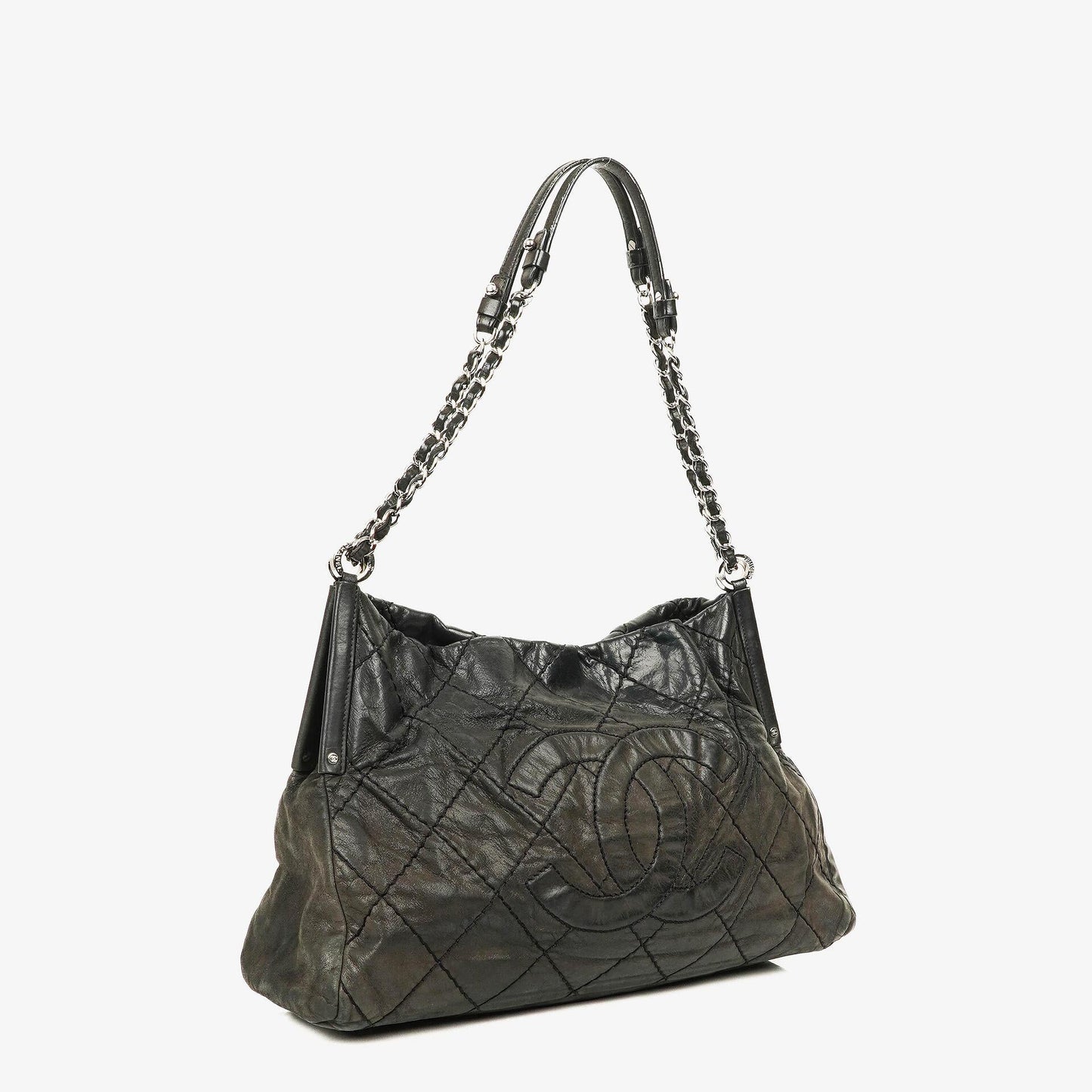Chanel Sea Hit Medium Black Quilted Iridescent Calfskin Shoulder Bag