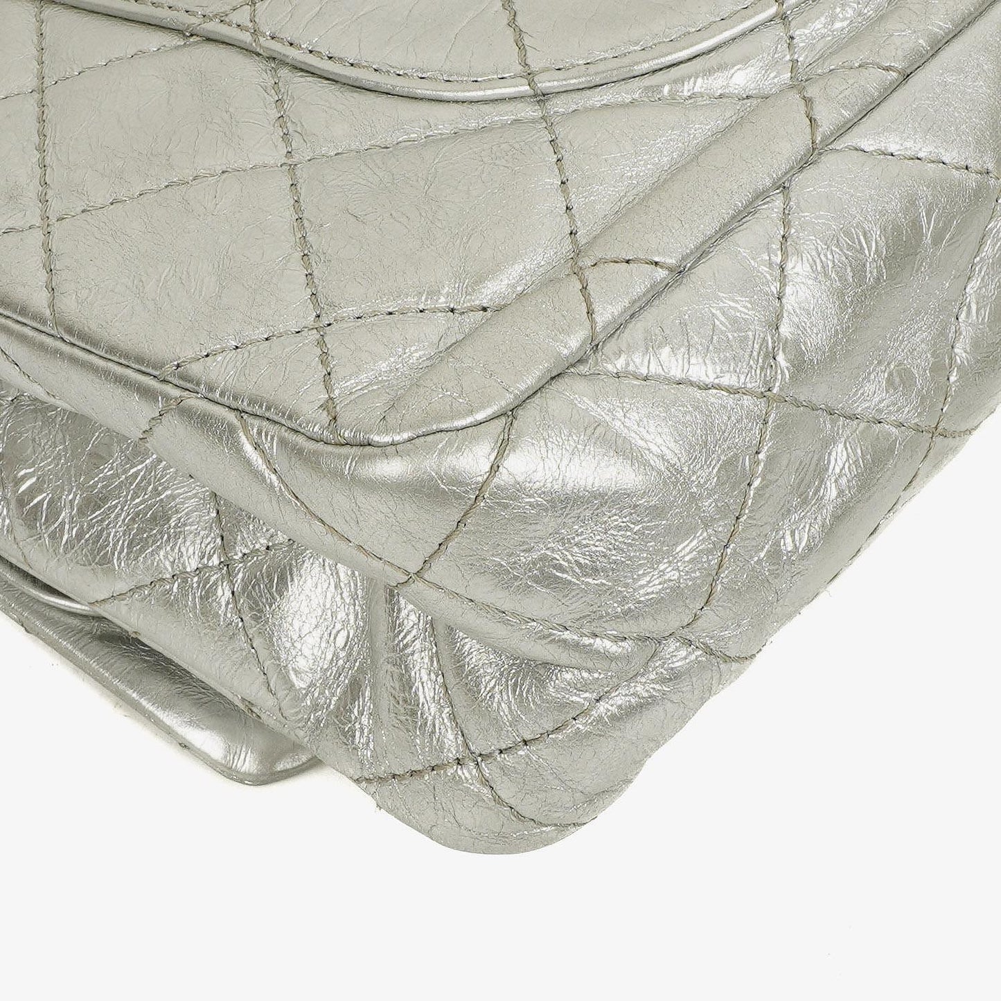 Chanel Silver Metallic Aged Quilted Calfskin 2.55 Reissue 227 Flap Bag