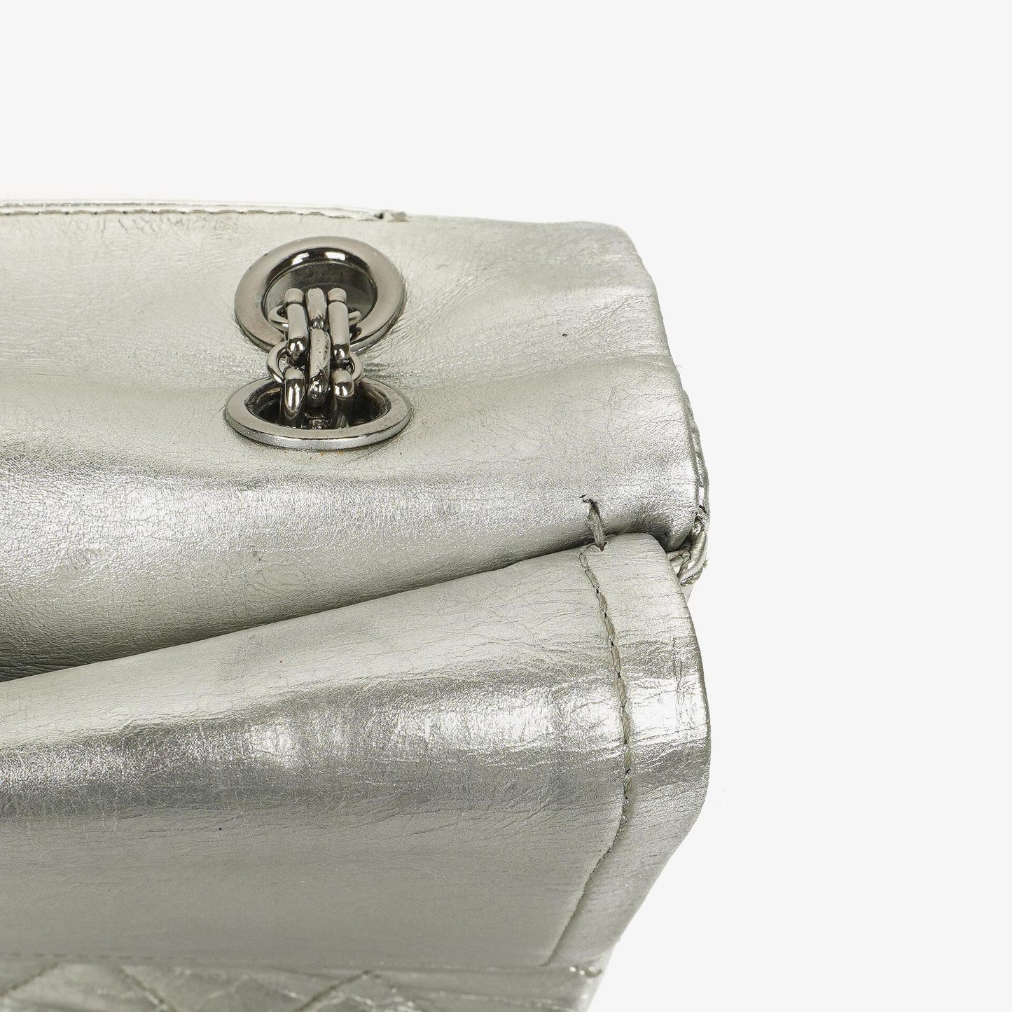 Chanel Silver Metallic Aged Quilted Calfskin 2.55 Reissue 227 Flap Bag