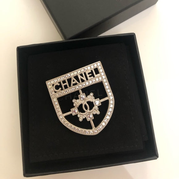 CHANEL CC Crystal Crest Shield Armor Brooch Handbag