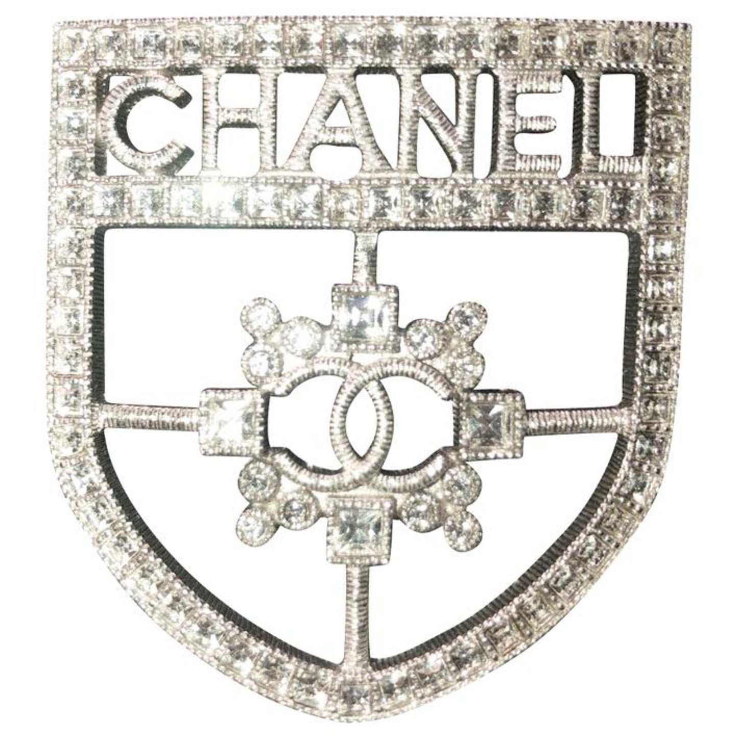 CHANEL CC Crystal Crest Shield Armor Brooch Handbag