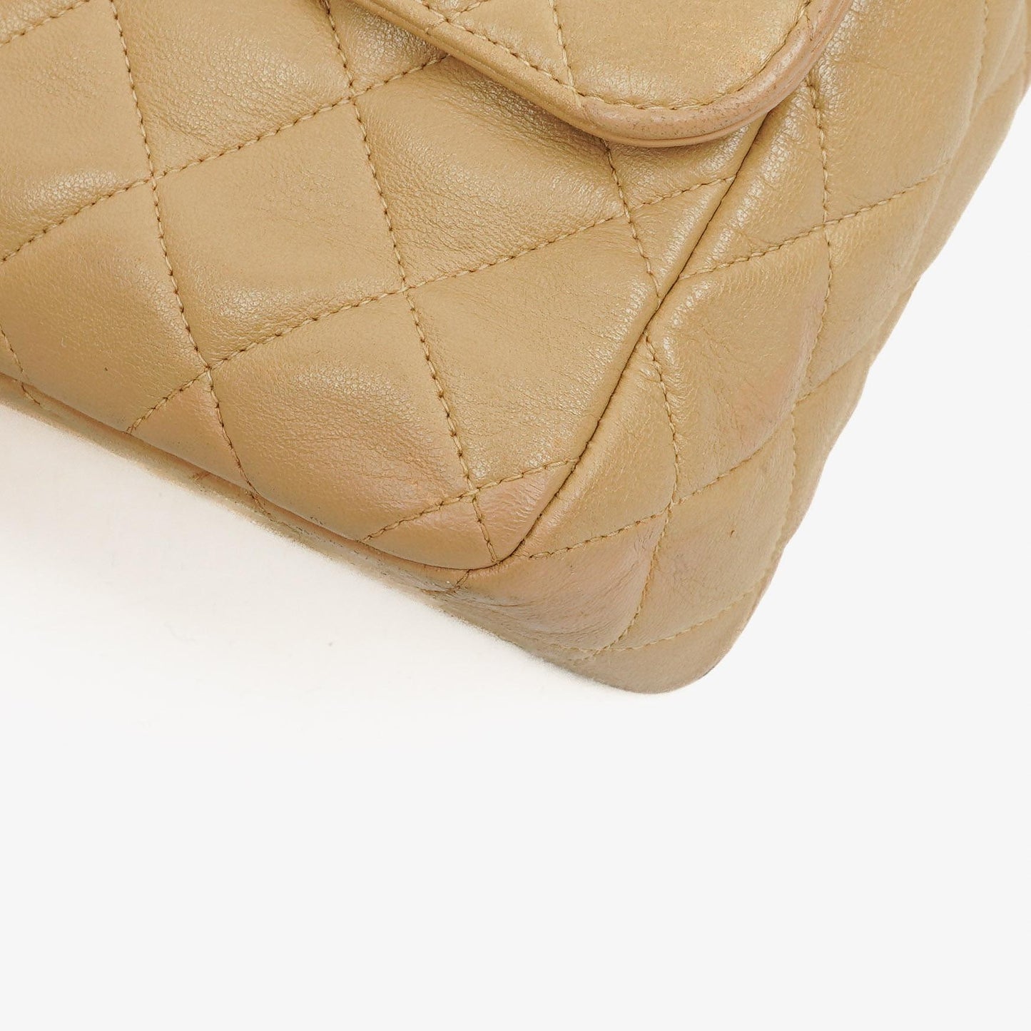 Chanel Single Flap Bag Beige Quilted Lambskin With Black Hardware