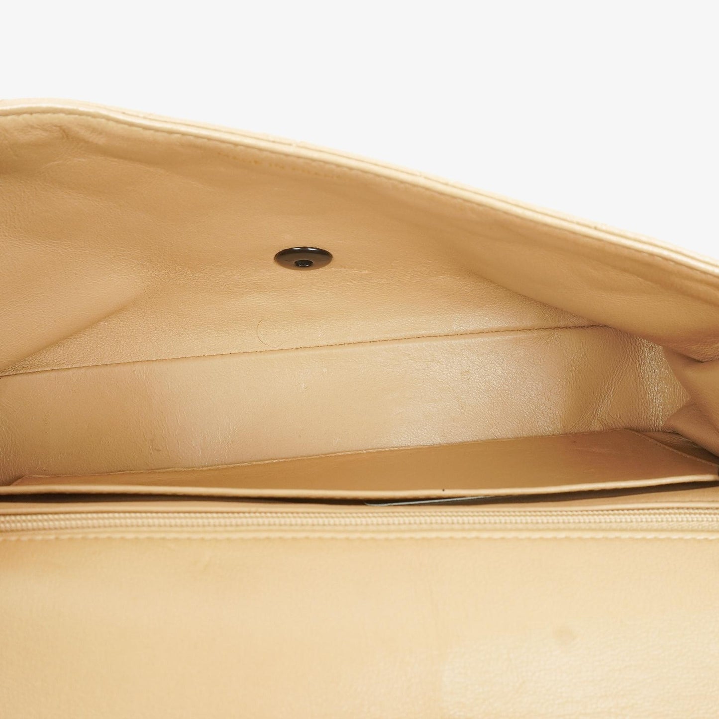 Chanel Single Flap Bag Beige Quilted Lambskin With Black Hardware