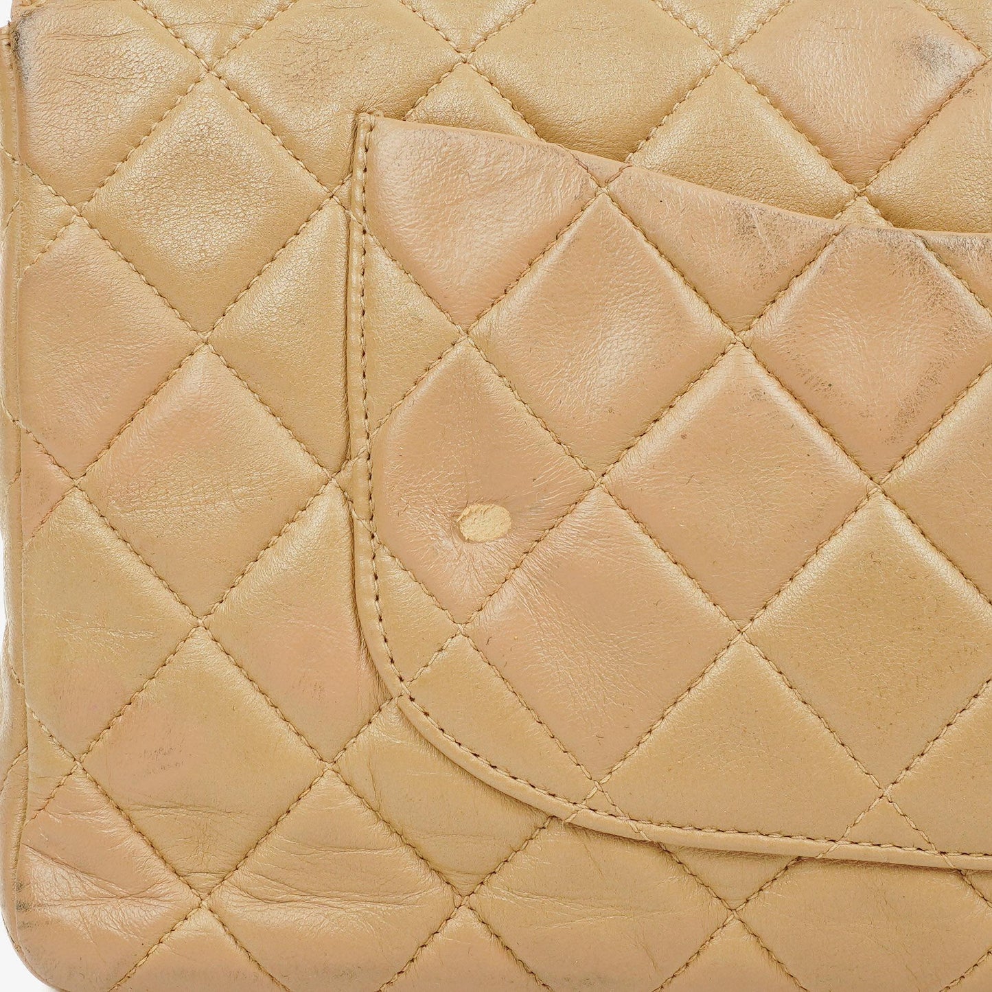 Chanel Single Flap Bag Beige Quilted Lambskin With Black Hardware