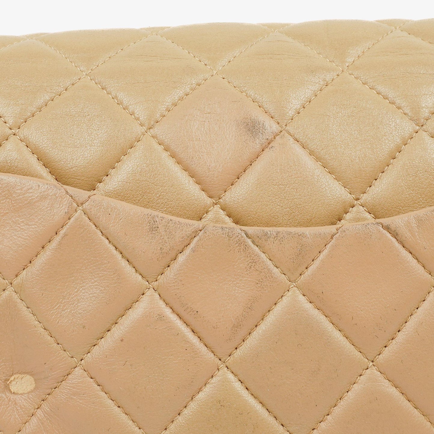 Chanel Single Flap Bag Beige Quilted Lambskin With Black Hardware