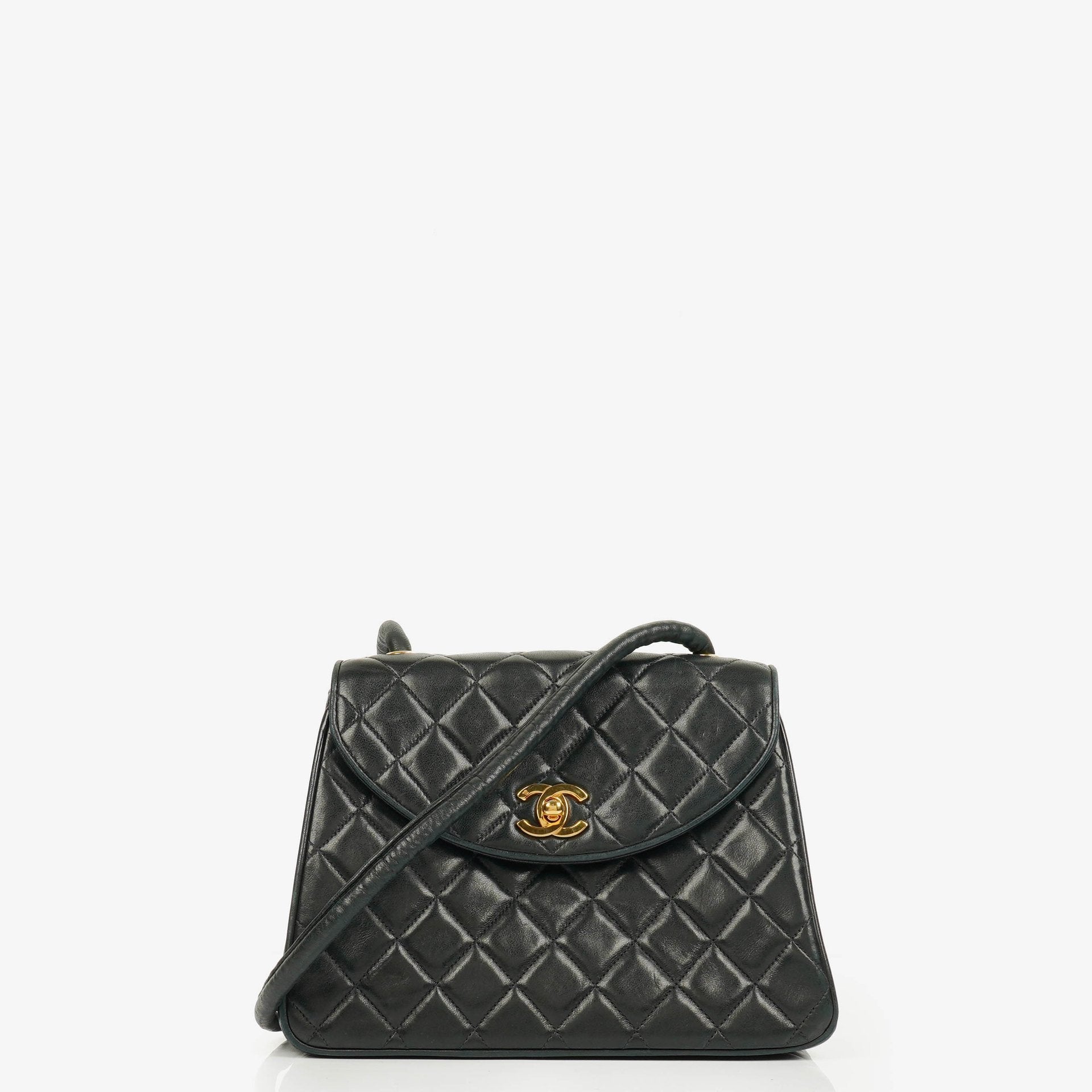 Chanel Single Flap Bag Black Quilted Leather With 24K Gold-Plated Hardware
