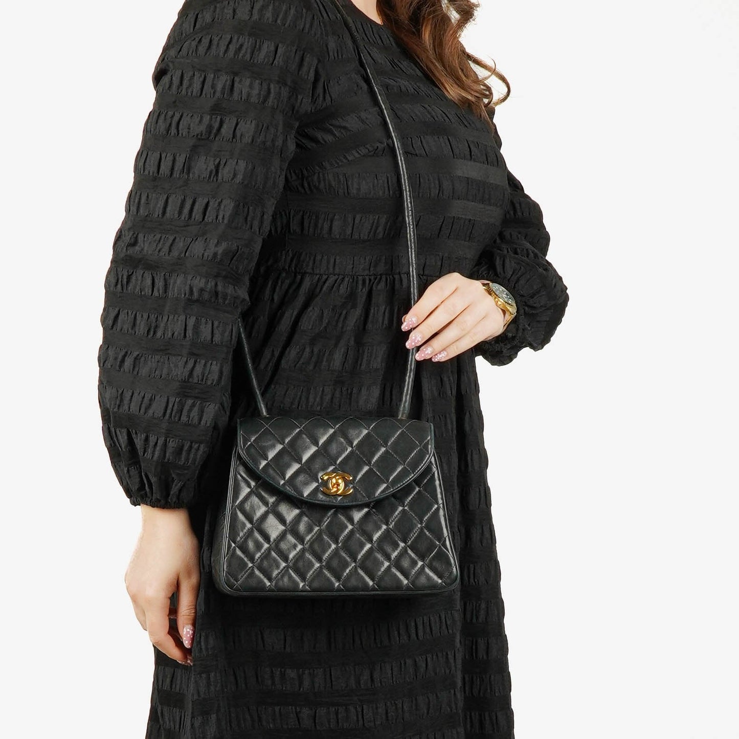 Chanel Single Flap Bag Black Quilted Leather With 24K Gold-Plated Hardware