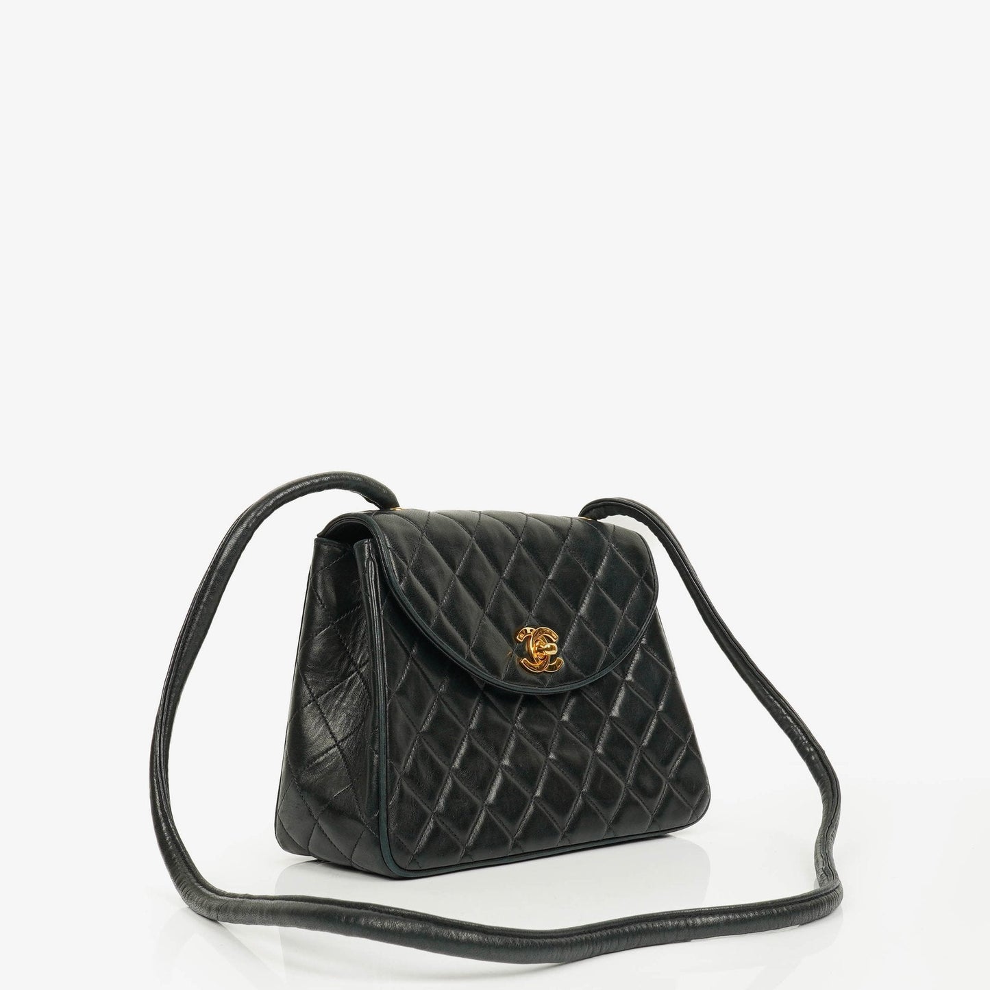 Chanel Single Flap Bag Black Quilted Leather With 24K Gold-Plated Hardware