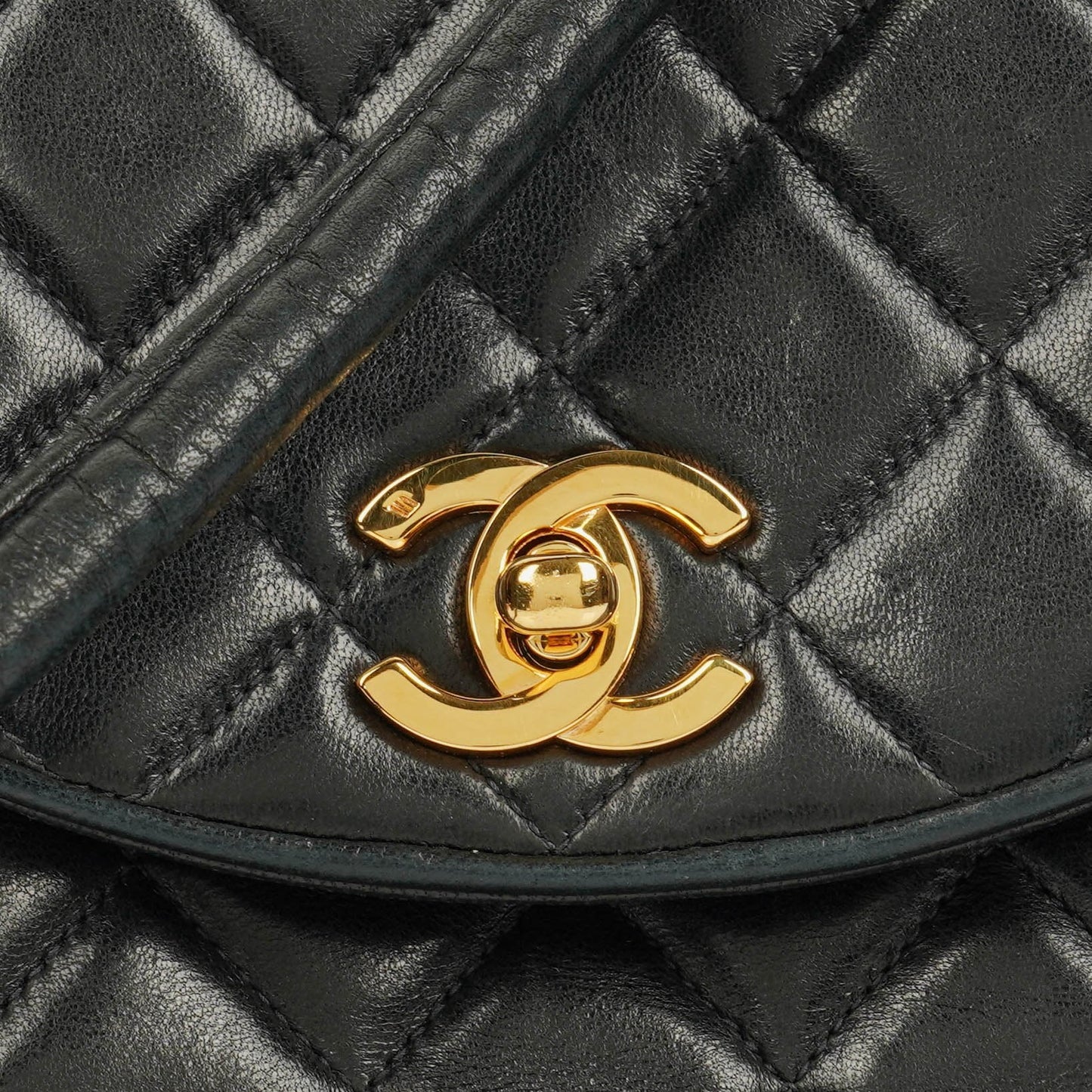 Chanel Single Flap Bag Black Quilted Leather With 24K Gold-Plated Hardware