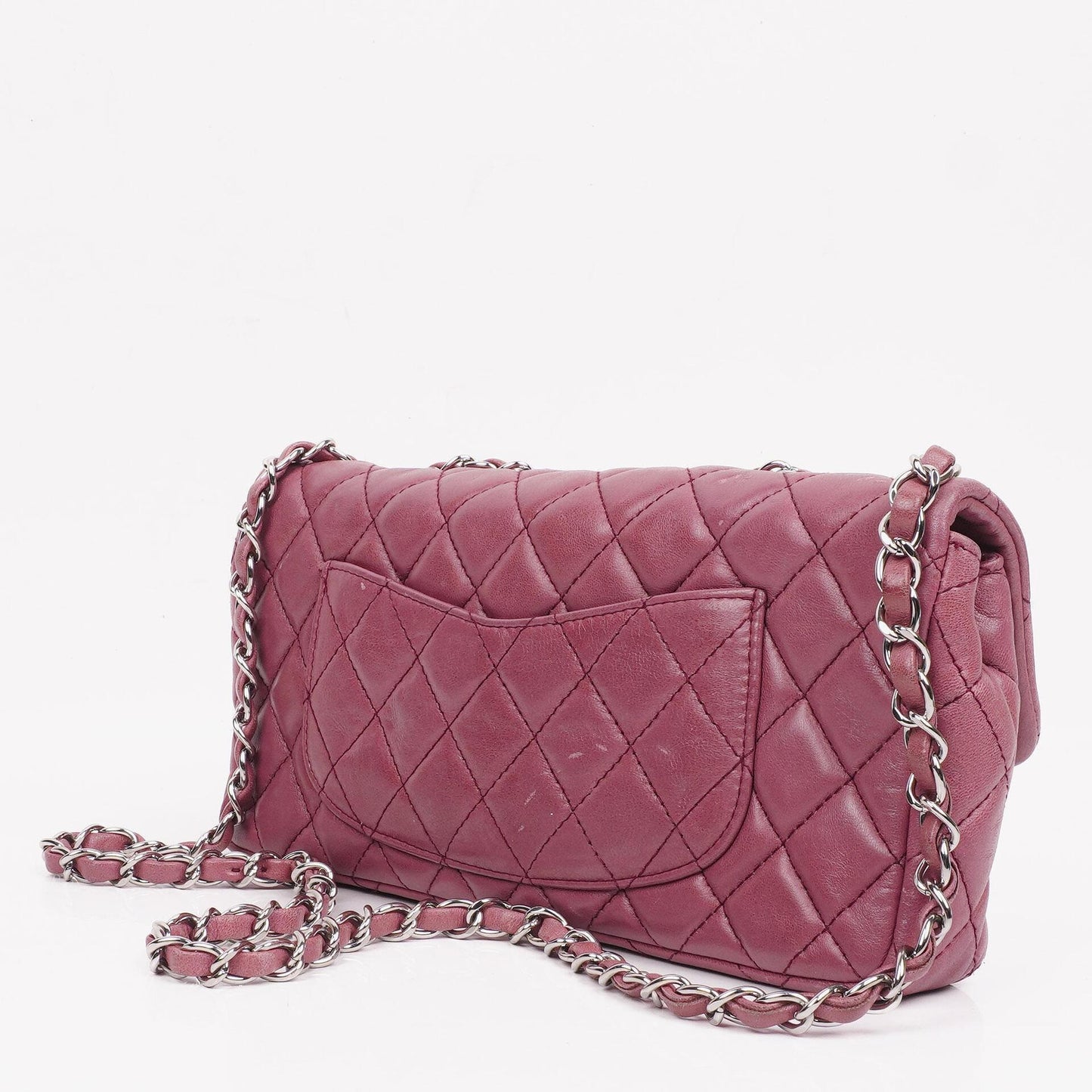 Chanel Single Flap Bag Quilted Lambskin Silver Toned Hardware