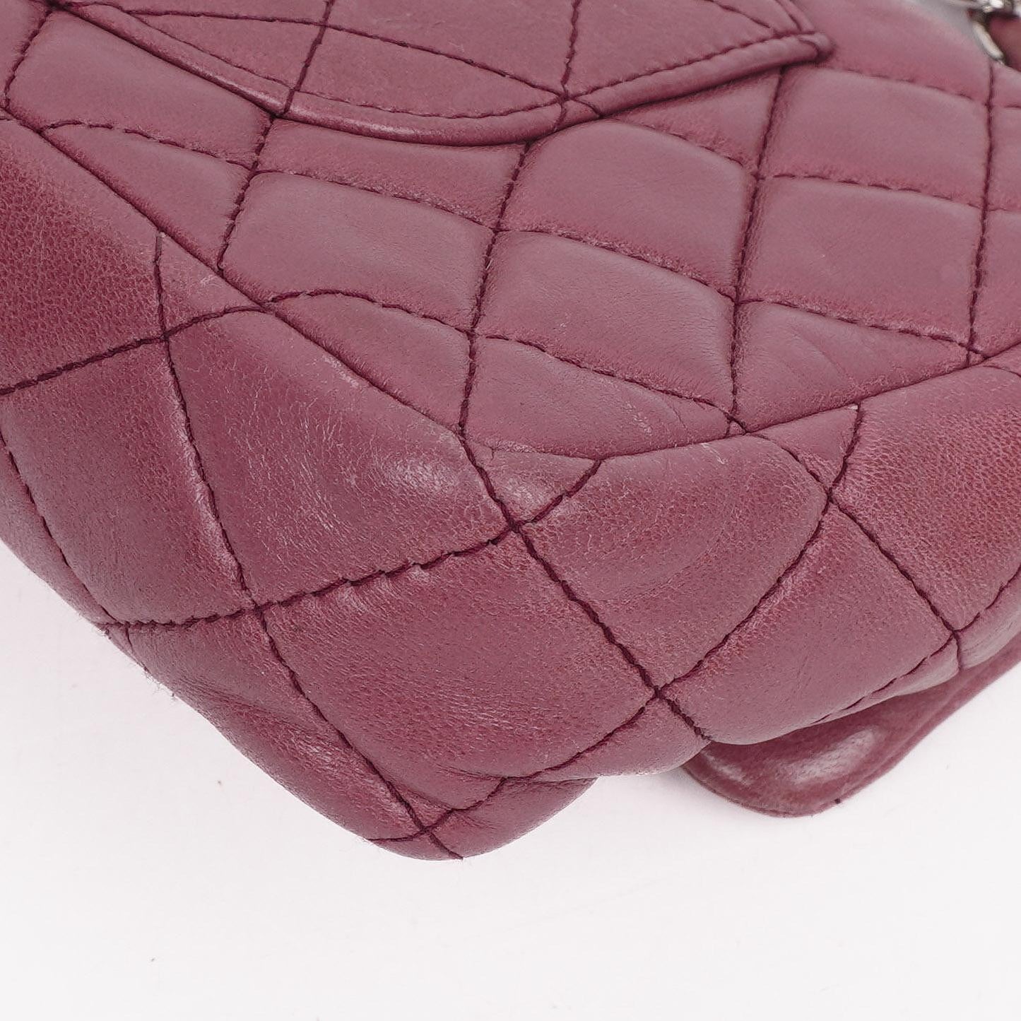 Chanel Single Flap Bag Quilted Lambskin Silver Toned Hardware