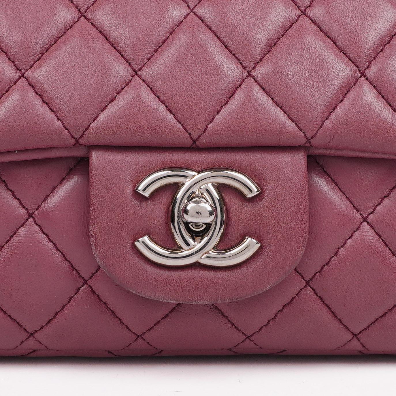 Chanel Single Flap Bag Quilted Lambskin Silver Toned Hardware