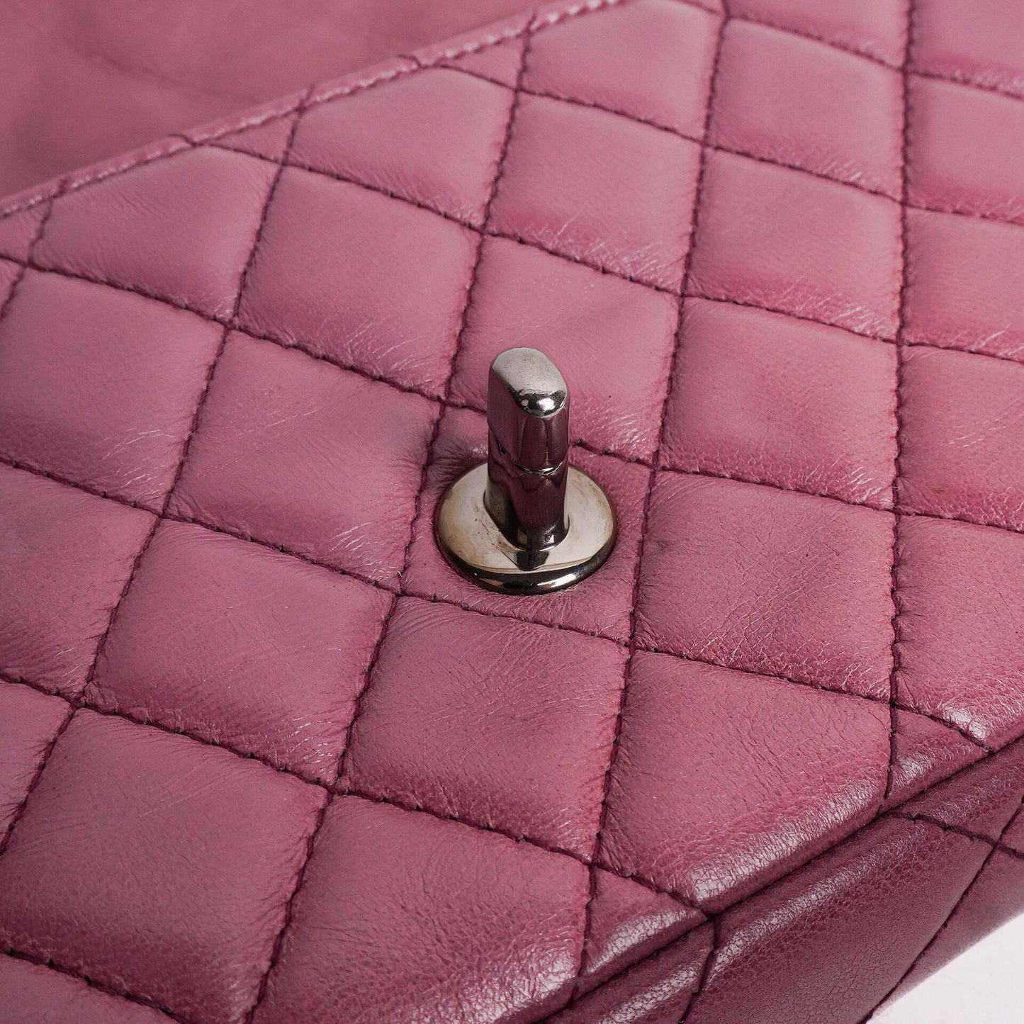 Chanel Single Flap Bag Quilted Lambskin Silver Toned Hardware