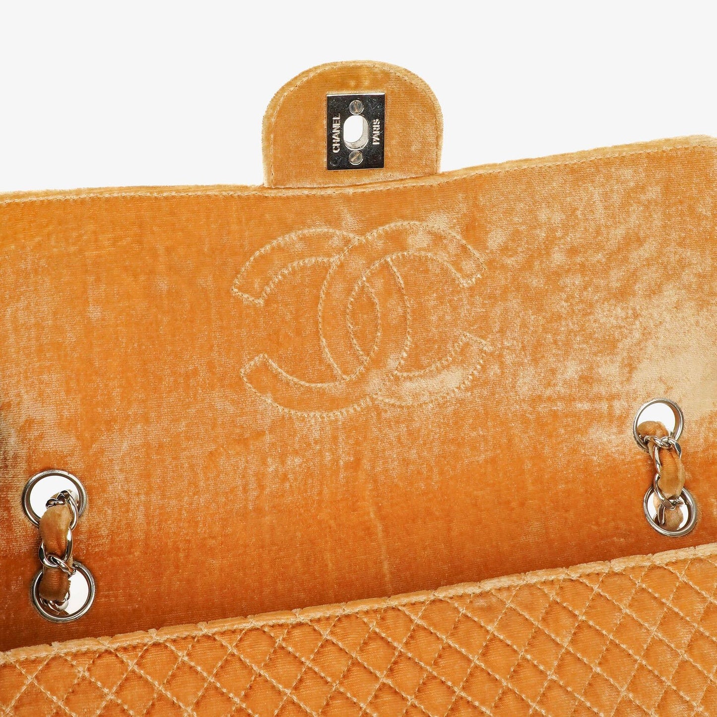 Chanel Single Flap Quilted Velvet Shoulder Bags With Silver-Tone Hardware