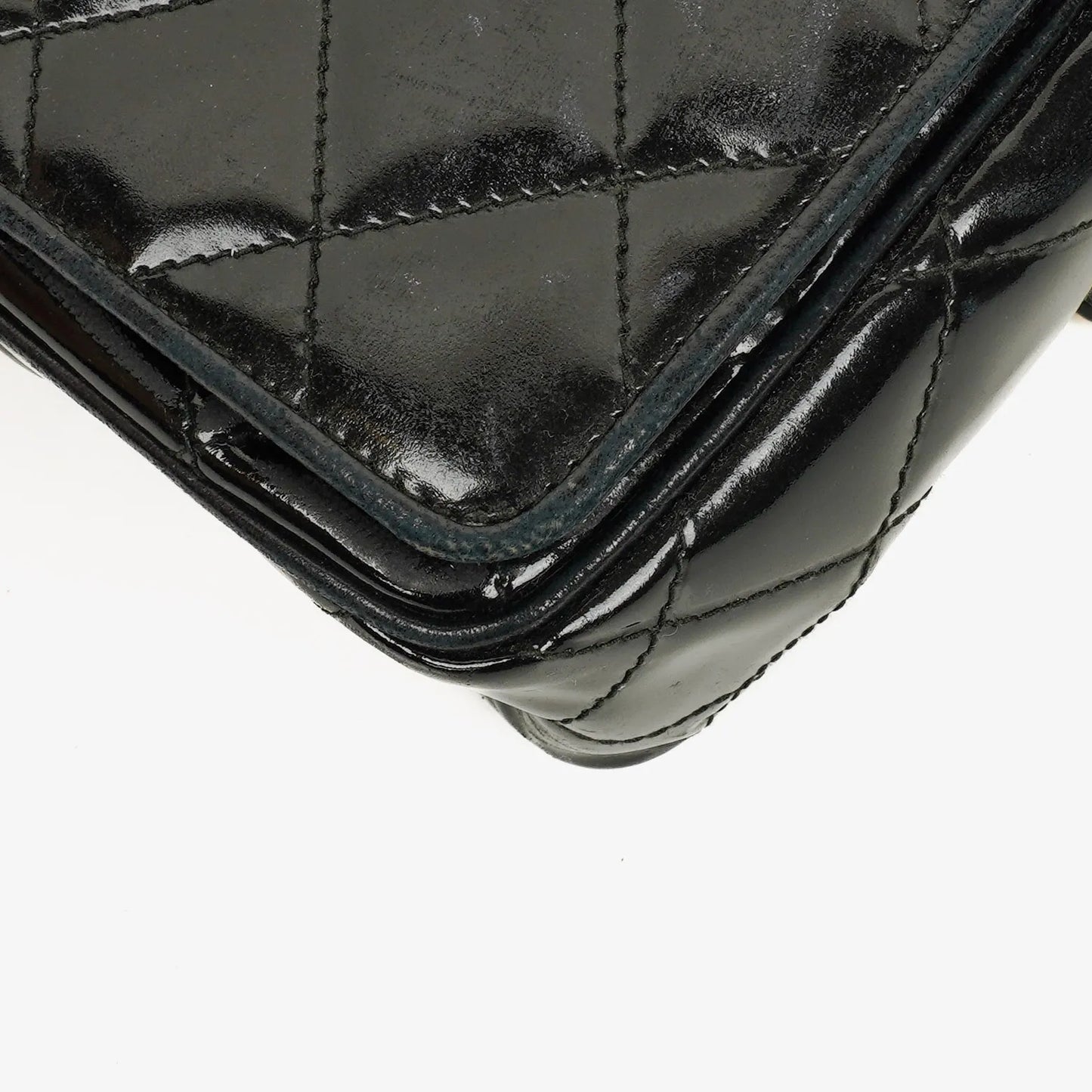 Chanel Small Black Patent Leather Full Flap Bag