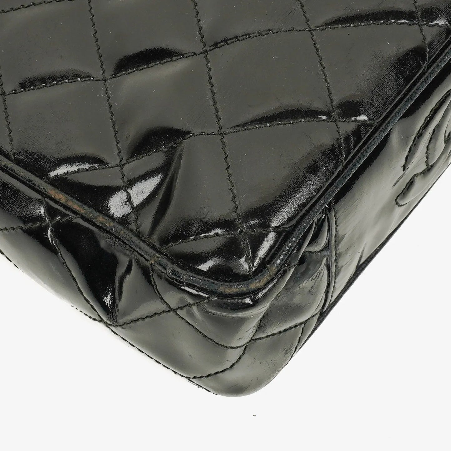 Chanel Small Black Patent Leather Full Flap Bag