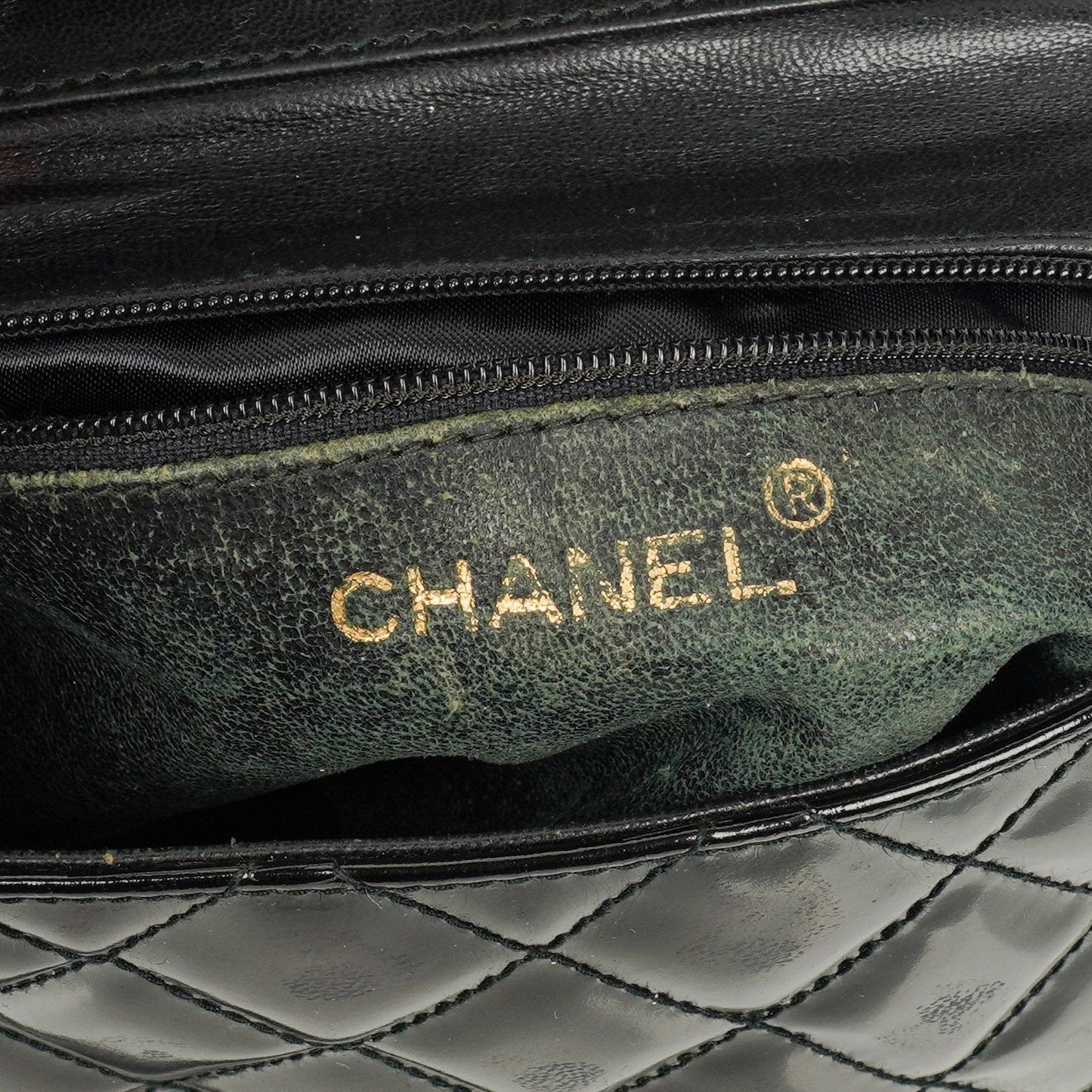 Chanel Small Black Patent Leather Full Flap Bag